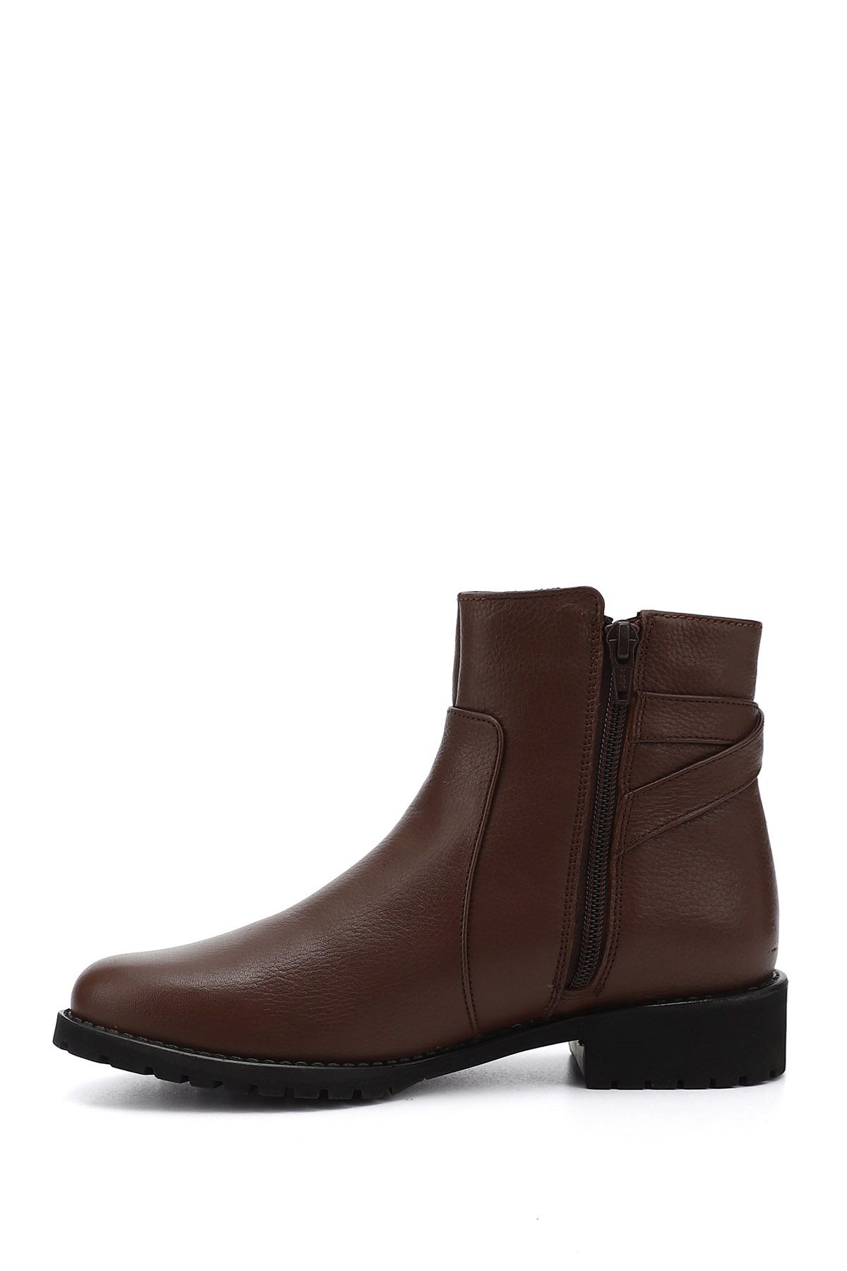 GÖNDERİ(R)-Women's Brown Antique Zippered Rubber Sole Genuine Leather Boots 4