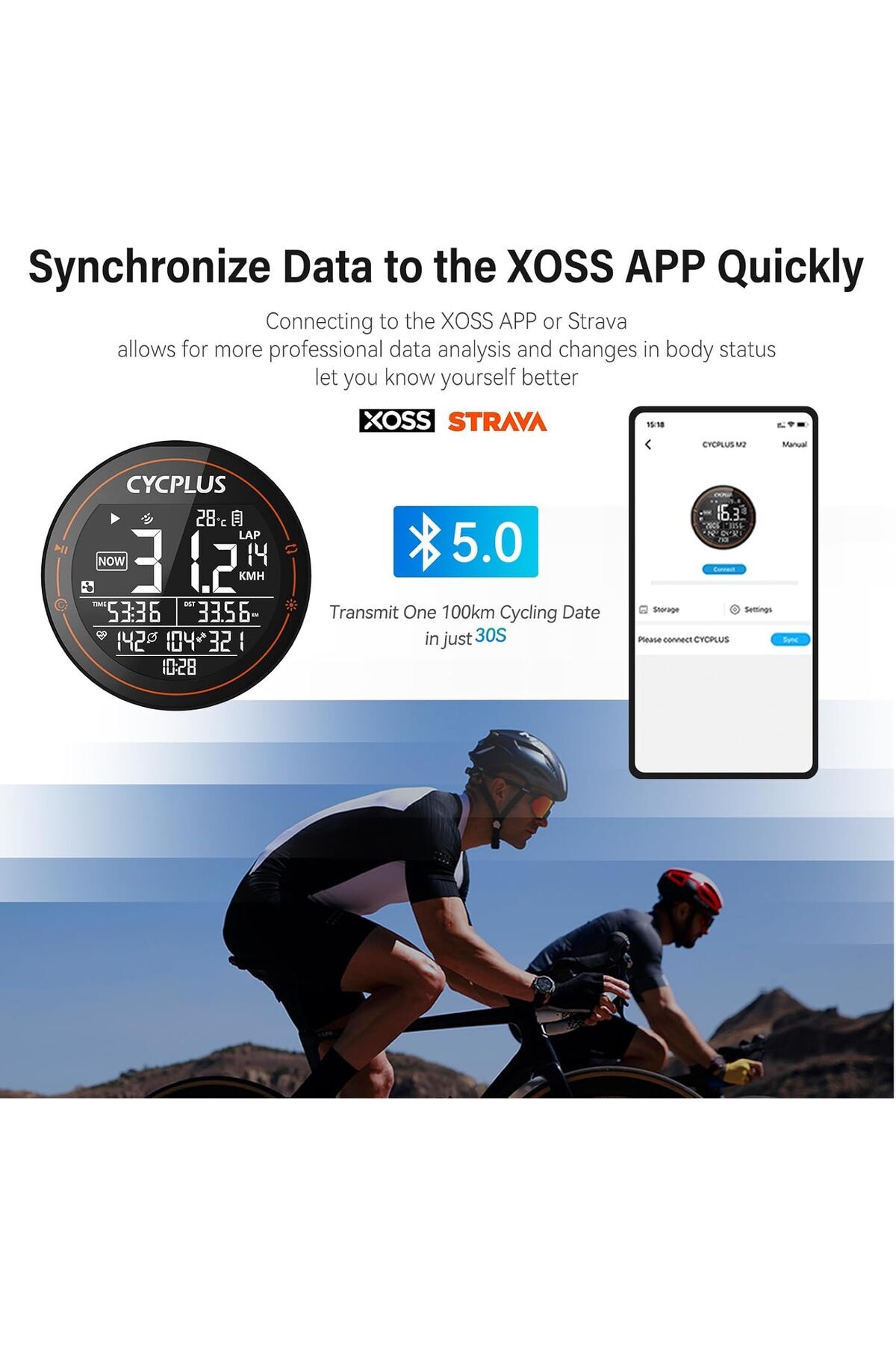 CYCPLUS-GPS Bike Computer M2, Wireless Cycling Computer, ANT+ Bluetooth Mini Speedometer Odometer 6