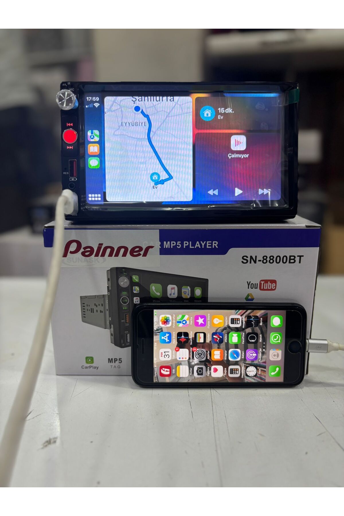 Painner-Sn-8800bt Carplay - كاميرا وقوف السيارات بشريط مزدوج مع شاشة 7 بوصة، بلوتوث، MP5، MP3، USB، بطاقة SD، راديو 5