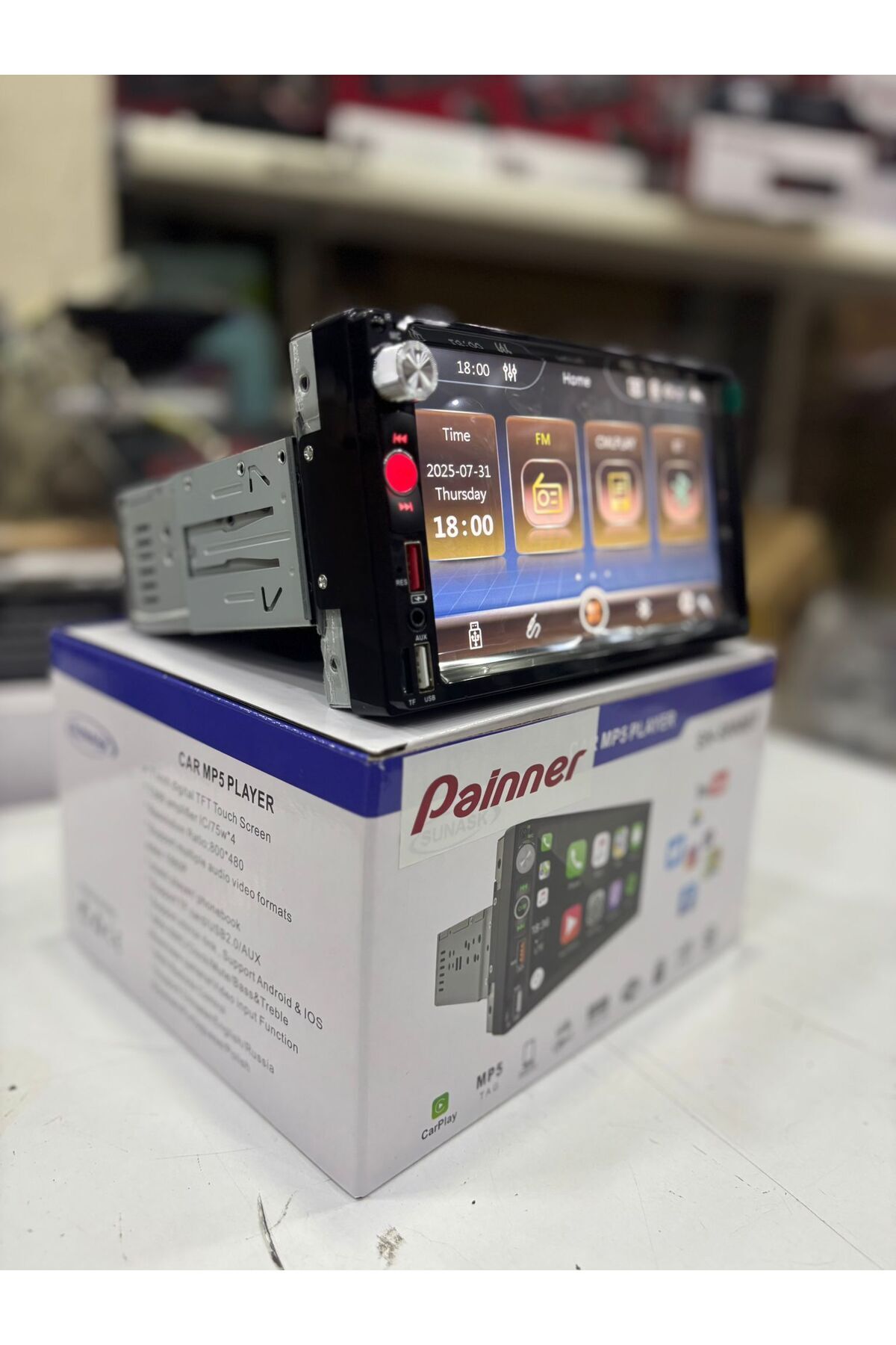 Painner-Sn-8800bt Carplay - كاميرا وقوف السيارات بشريط مزدوج مع شاشة 7 بوصة، بلوتوث، MP5، MP3، USB، بطاقة SD، راديو 3