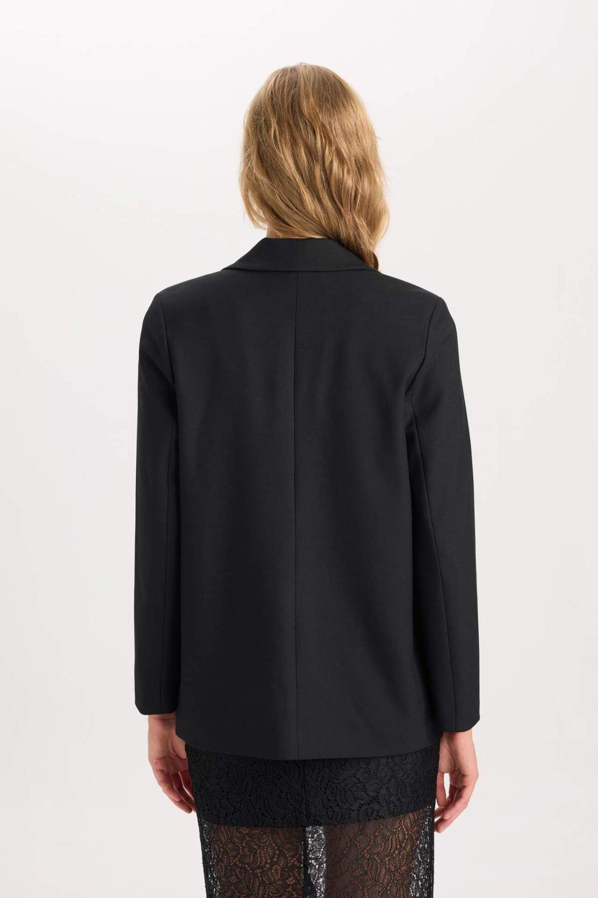 DeFacto-Oversize Wide Fit Blazer Jacket Double Breasted Lapel Button Basic Plain Blazer Jacket C2575Ax24Au 6