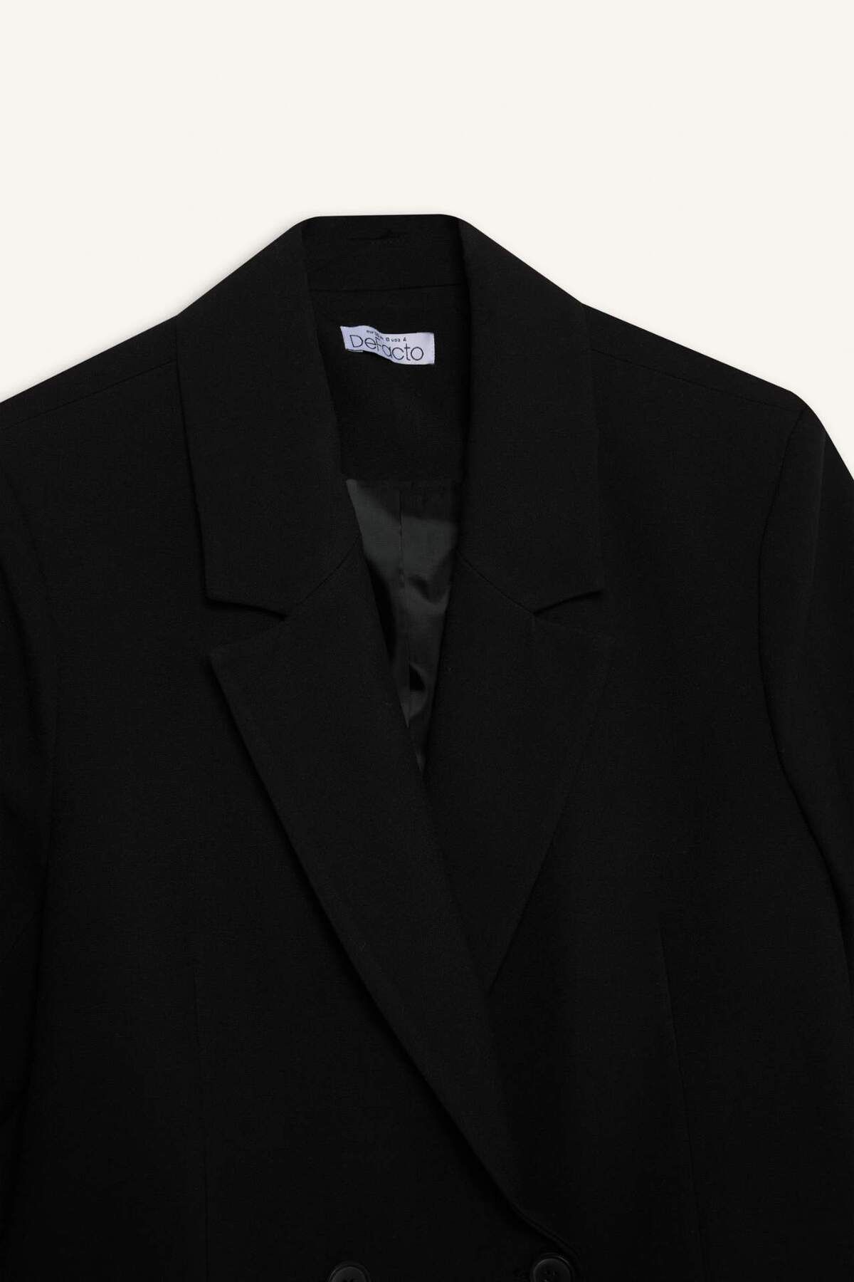 DeFacto-Oversize Wide Fit Blazer Jacket Double Breasted Lapel Button Basic Plain Blazer Jacket C2575Ax24Au 8