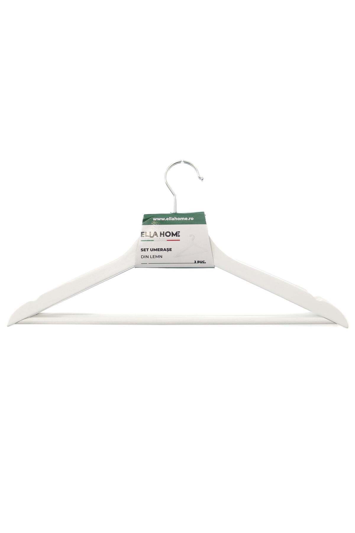 Ella Home-Set of 3 wooden hangers, White, 45x23cm 1