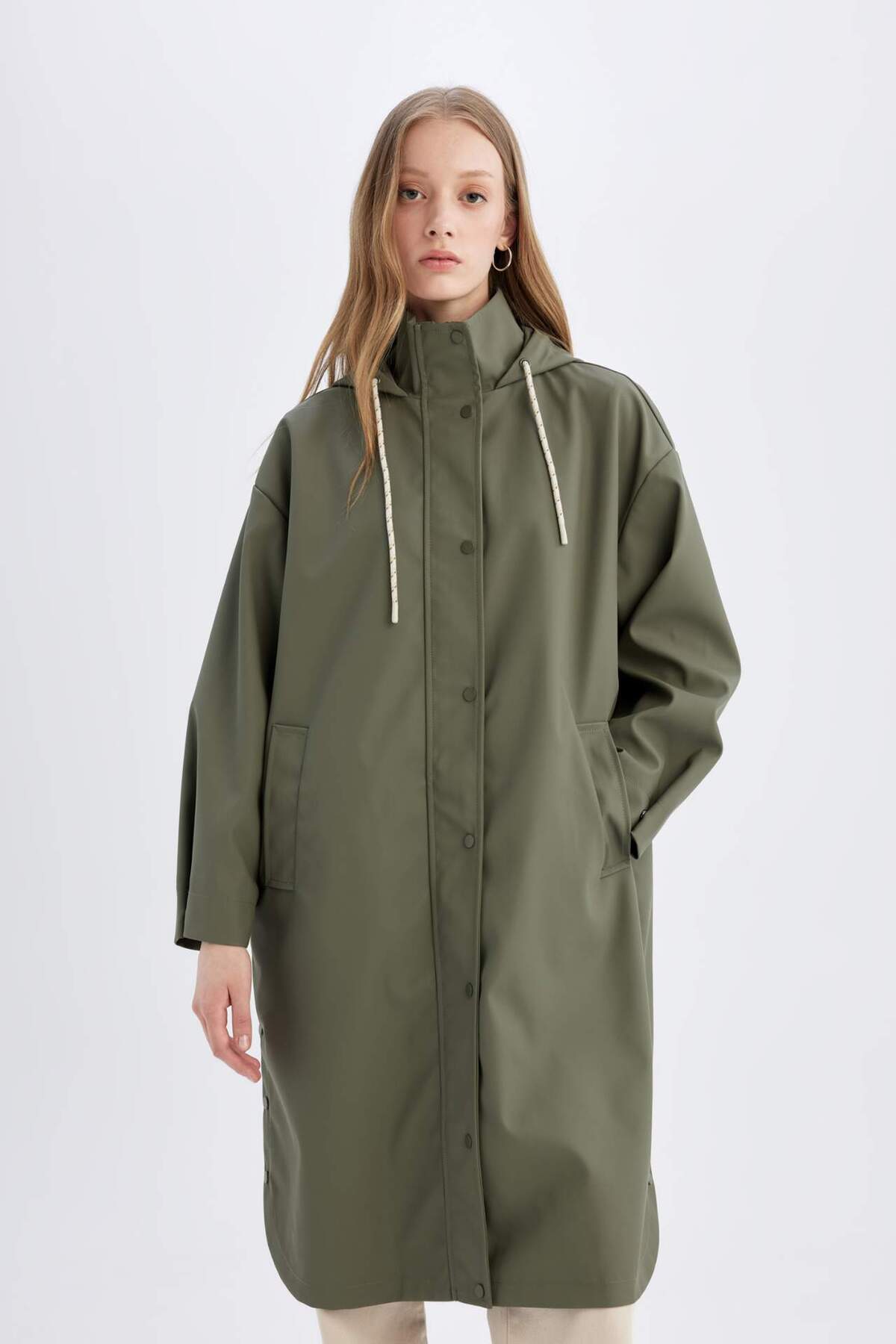 Defacto  Su Geçirmez Relax Fit Kapüşonlu Yağmurluk - Görsel 4