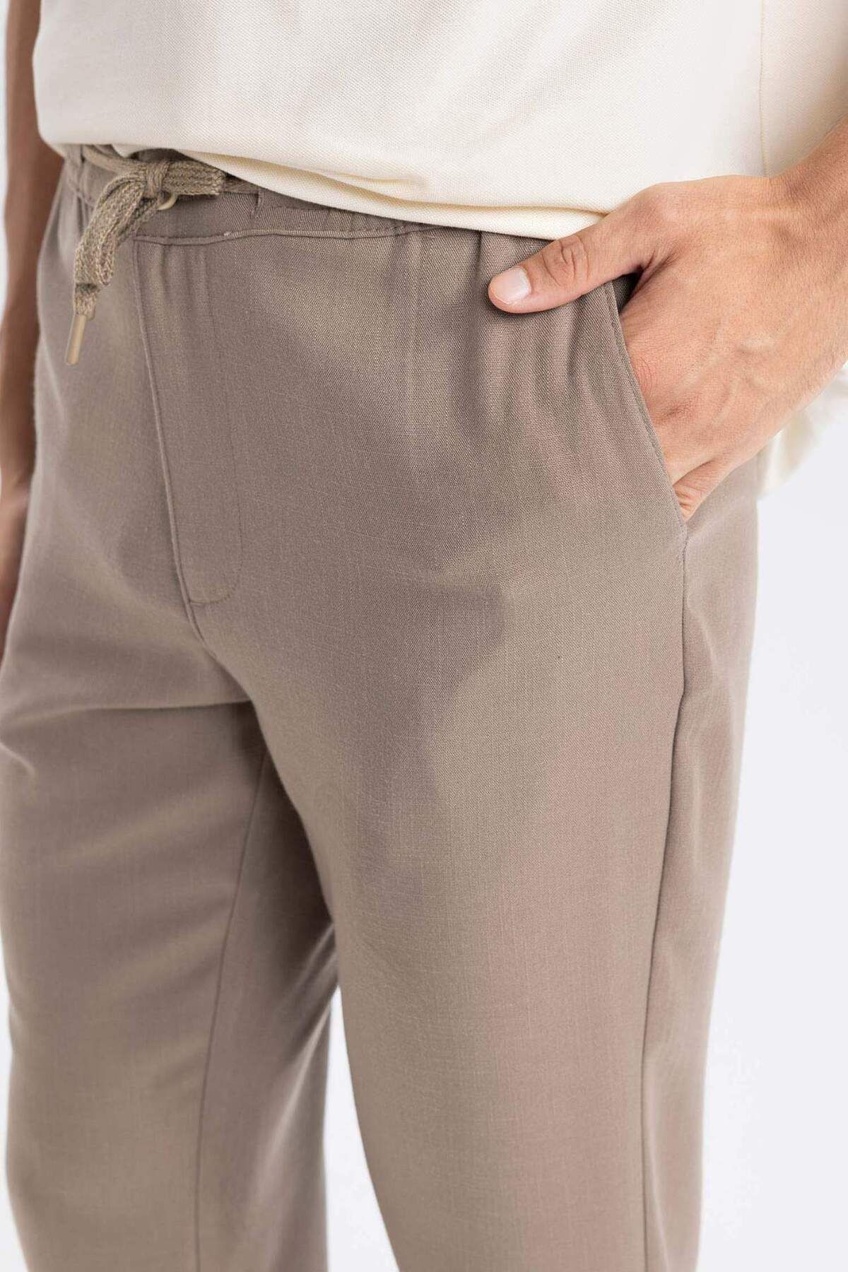 DeFacto-Hellbraune Herren-Jogginghose Slim Fit mit elastischem Bein D8638ax24au 5