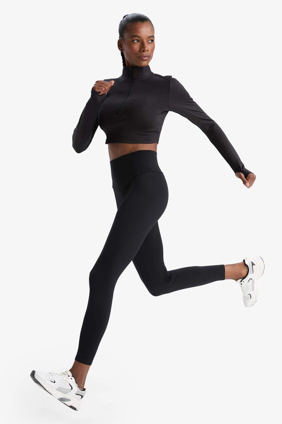 DeFacto-DefactoFit Hochtaillierte Bauchformende Taillenhüftende Elastische Premium Sportleggings C4564AX24AU 2