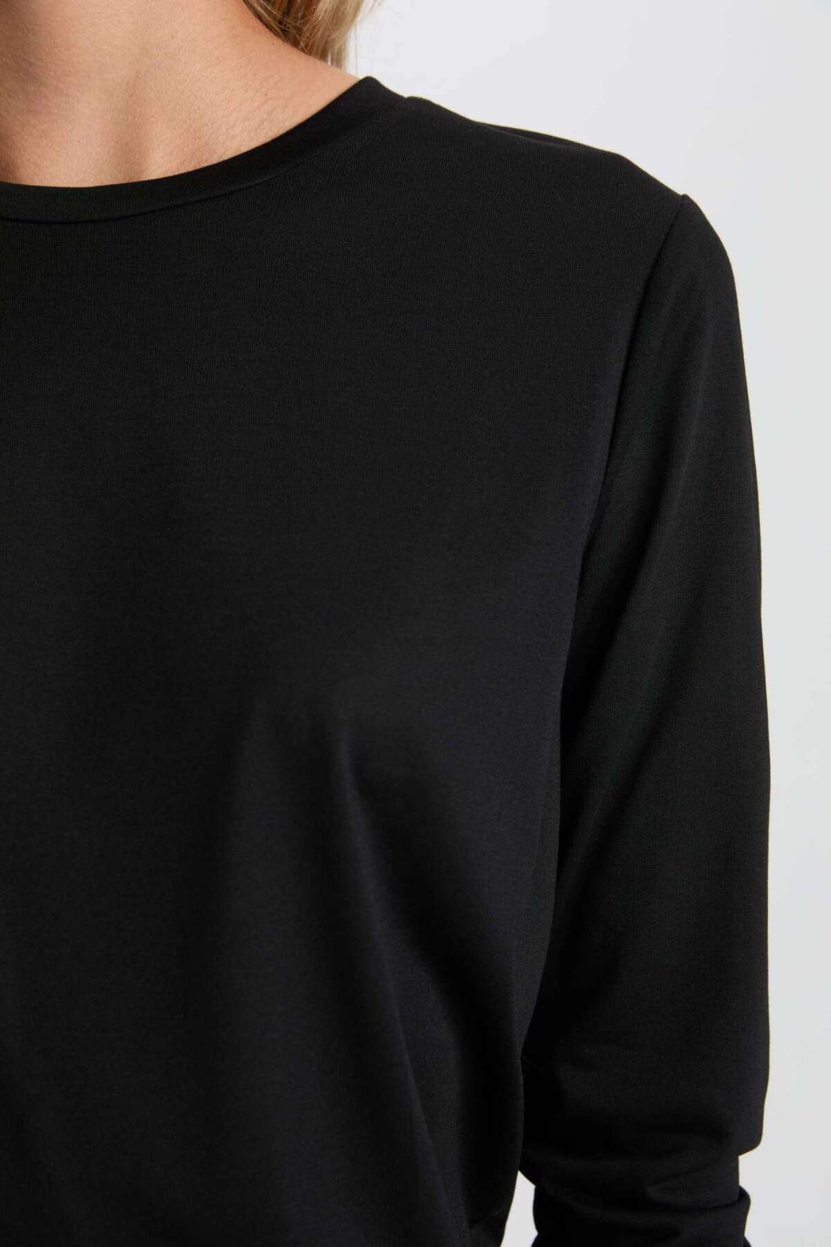 DeFacto-Regular Fit Rundhalsausschnitt Basic Plain Casual Langarm-T-Shirt A5028AX24WN 5