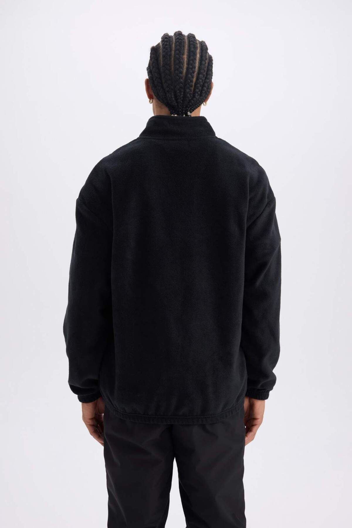DeFacto-Comfort Regular Fit Comfortable Fit Zippered Stand Collar Printed Fleece Sweatshirt 3113195 7