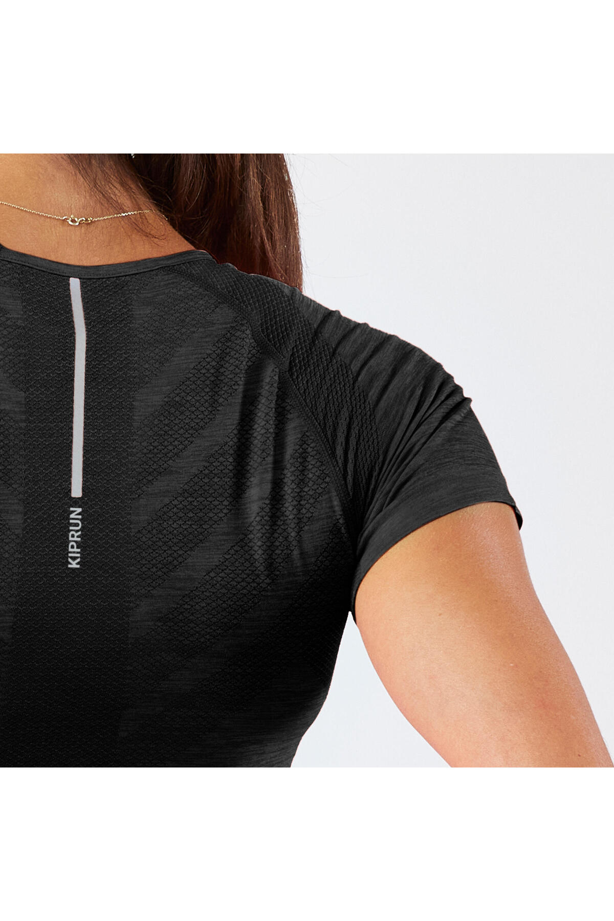 Decathlon Kiprun Kadın Dikişsiz Arazi Koşu Tişörtü - Siyah - Kiprun Run 500 Confort Slim görsel 4