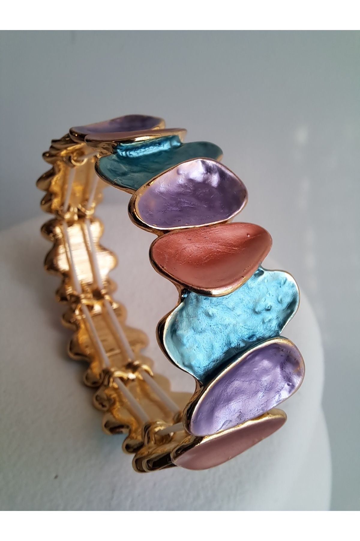 BHR AKSESUAR-Purple Mixed Color Elastic Boho Style Bracelet 4