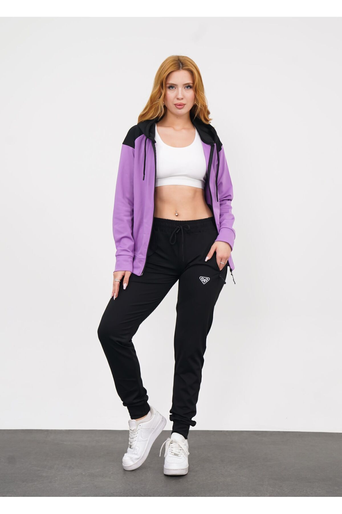 LF LAST FASHION-Set de trening pentru femei liliac cu glugă 5