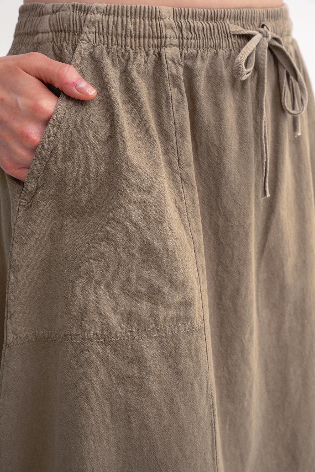 Mixray  4633 Kadın Yandan Cepli Parçalı Etek Antik Vizon - Görsel 5