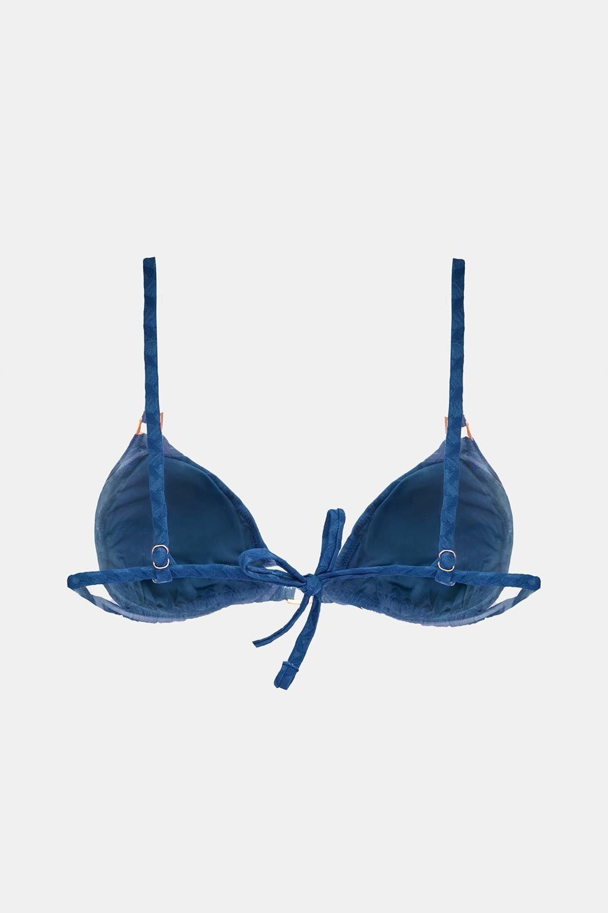 Amarelle-Olympos Petrol Blue Triangle Bikini Top with Removable Pads Without Padding 6