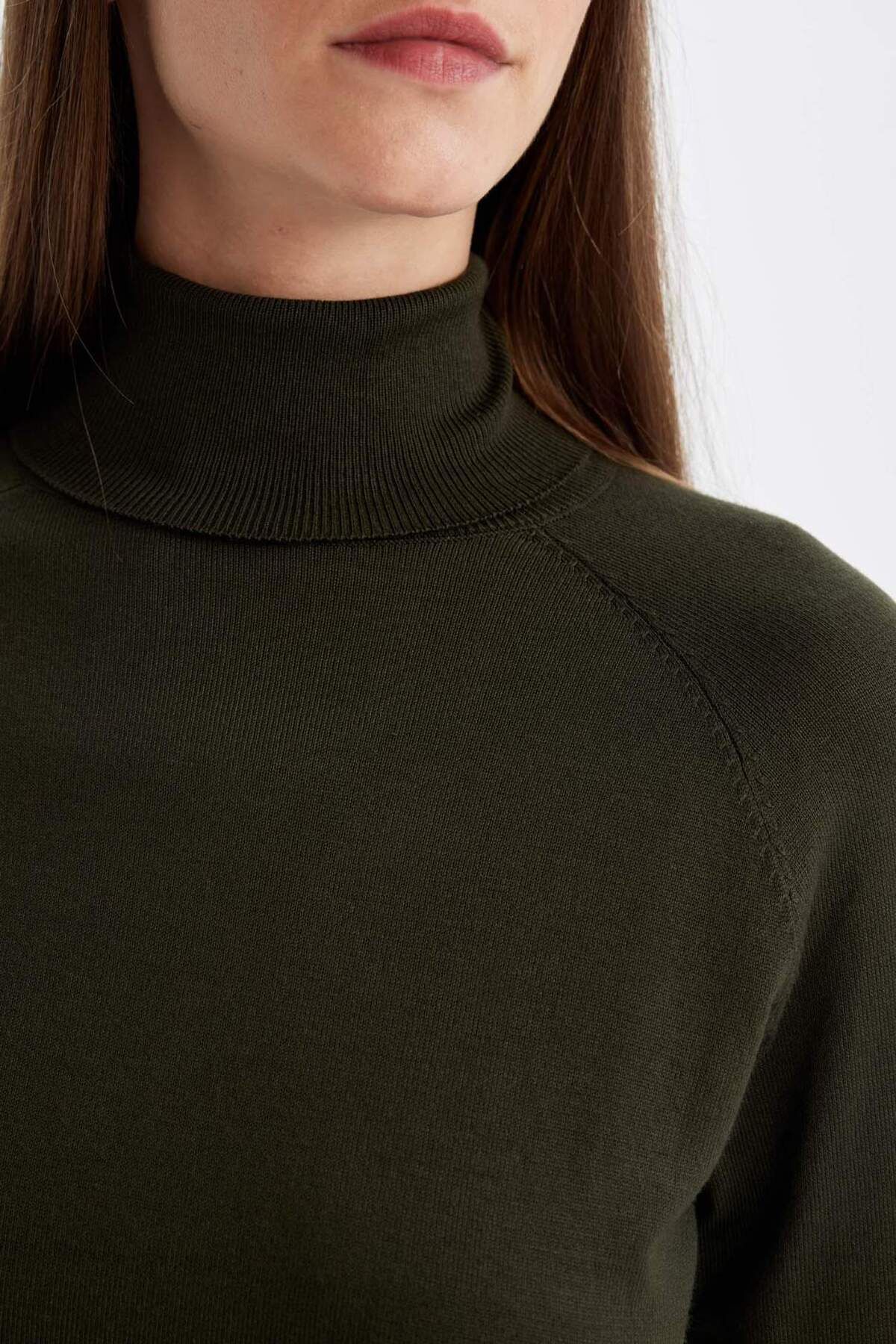 DeFacto-Regular Fit Rollkragenpullover mit halbem Arm Basic Unifarben Strickpullover U8280AZ24AU 8