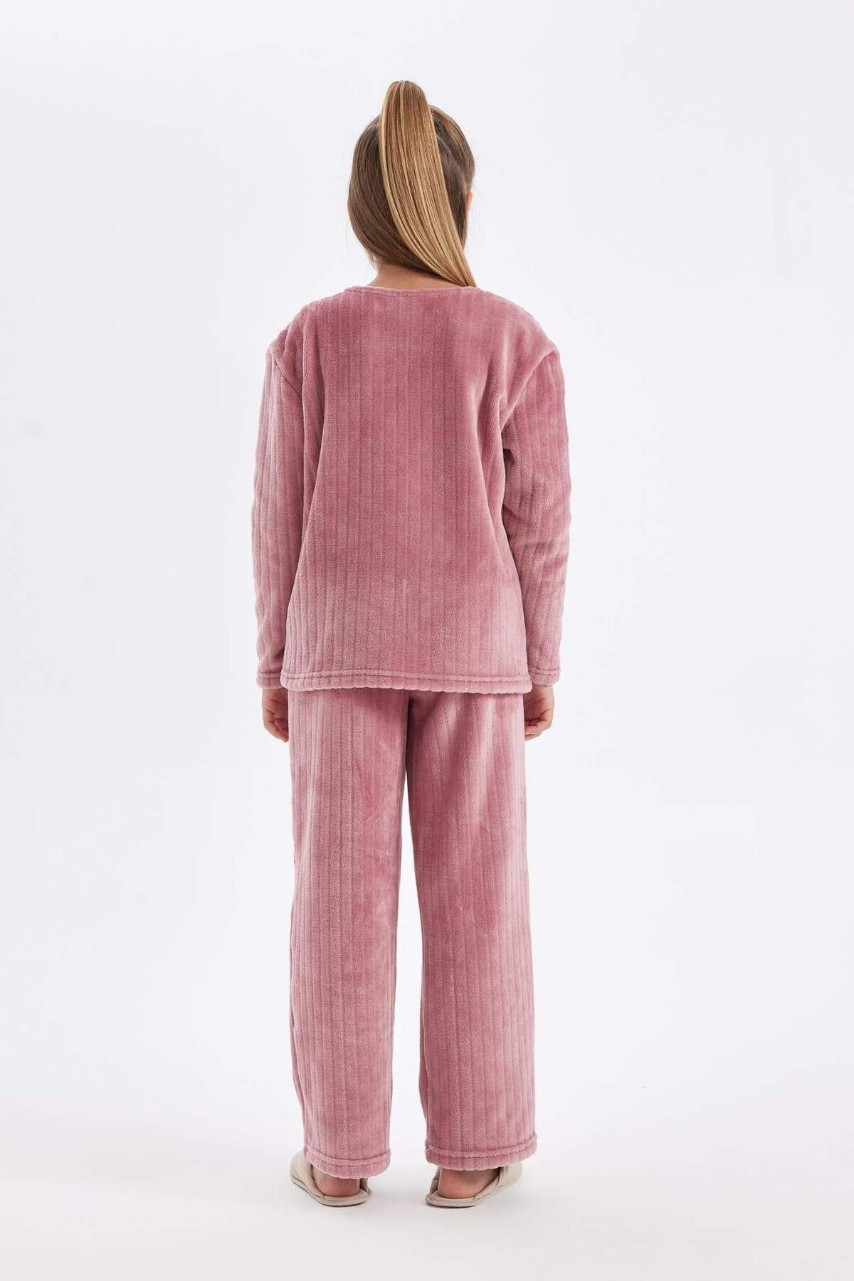 DeFacto-Mädchen-Pyjama-Set aus Fleece mit langen Ärmeln und langem Unterteil D1088A824WN 5