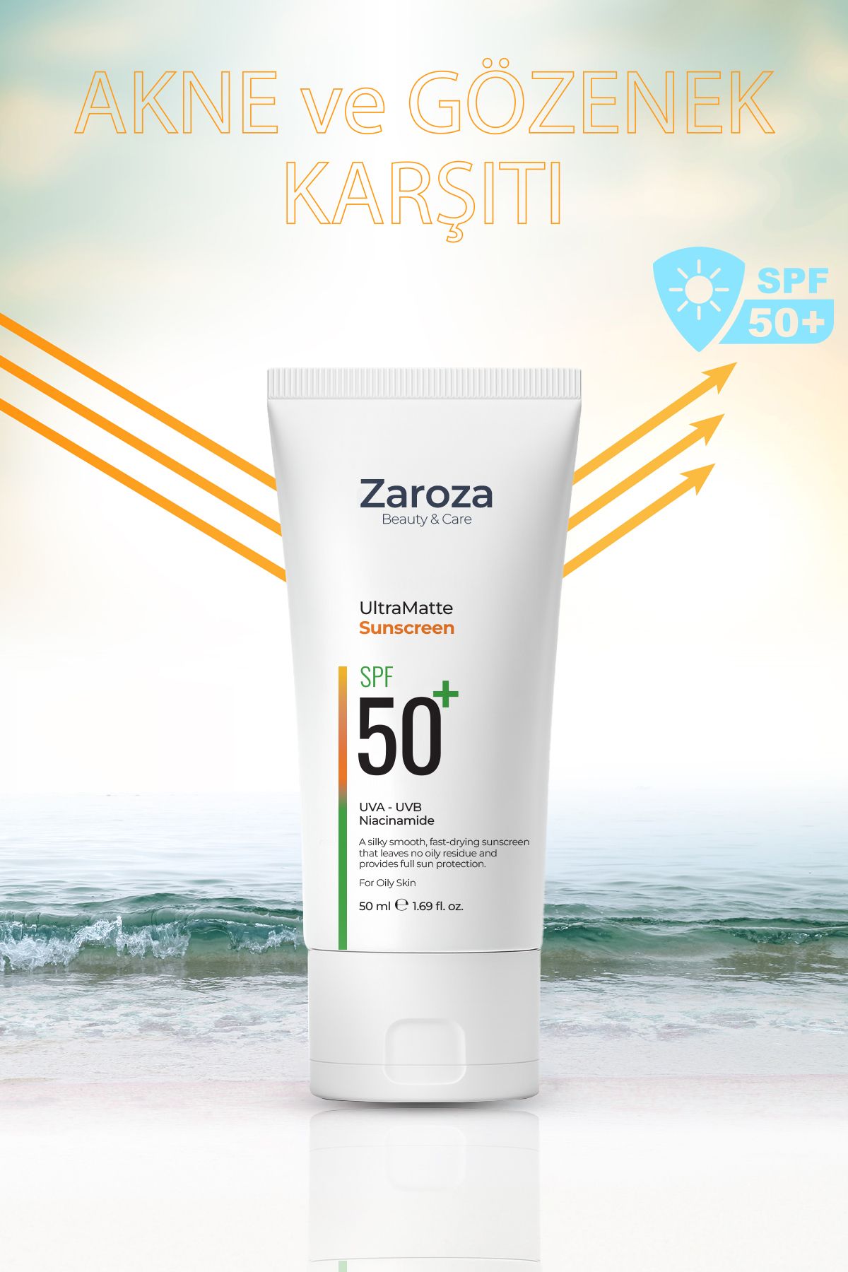 ZAROZA-كريم الشمس المخصص للبشرة الدهنية والمختلطة UVA UVB SPF50+ 50 مل (نياسيناميد) 6