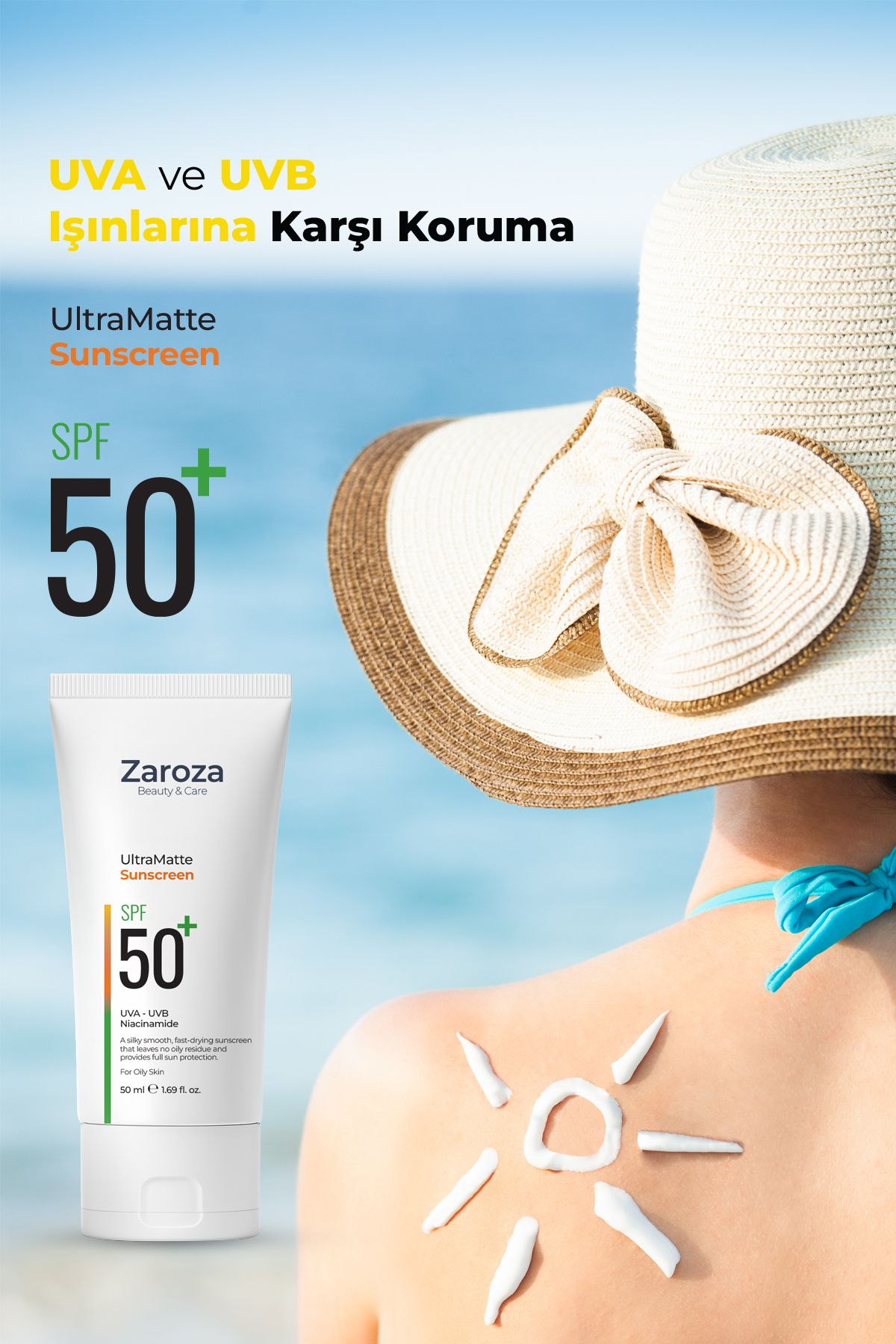 ZAROZA-كريم الشمس المخصص للبشرة الدهنية والمختلطة UVA UVB SPF50+ 50 مل (نياسيناميد) 4