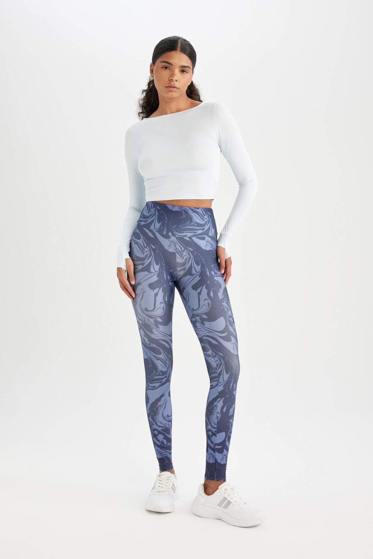 DeFacto-DeFactoFit Gemusterte Taillenbetonte Sportstrumpfhose C9380AX24AU 6