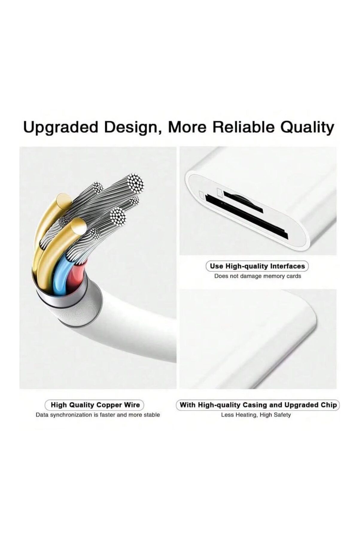 Apera-GA27 i-OS i-Pad & i-Phone متوافق مع محول إضاءة 8 دبوس وقارئ بطاقات Micro SD وSD 4