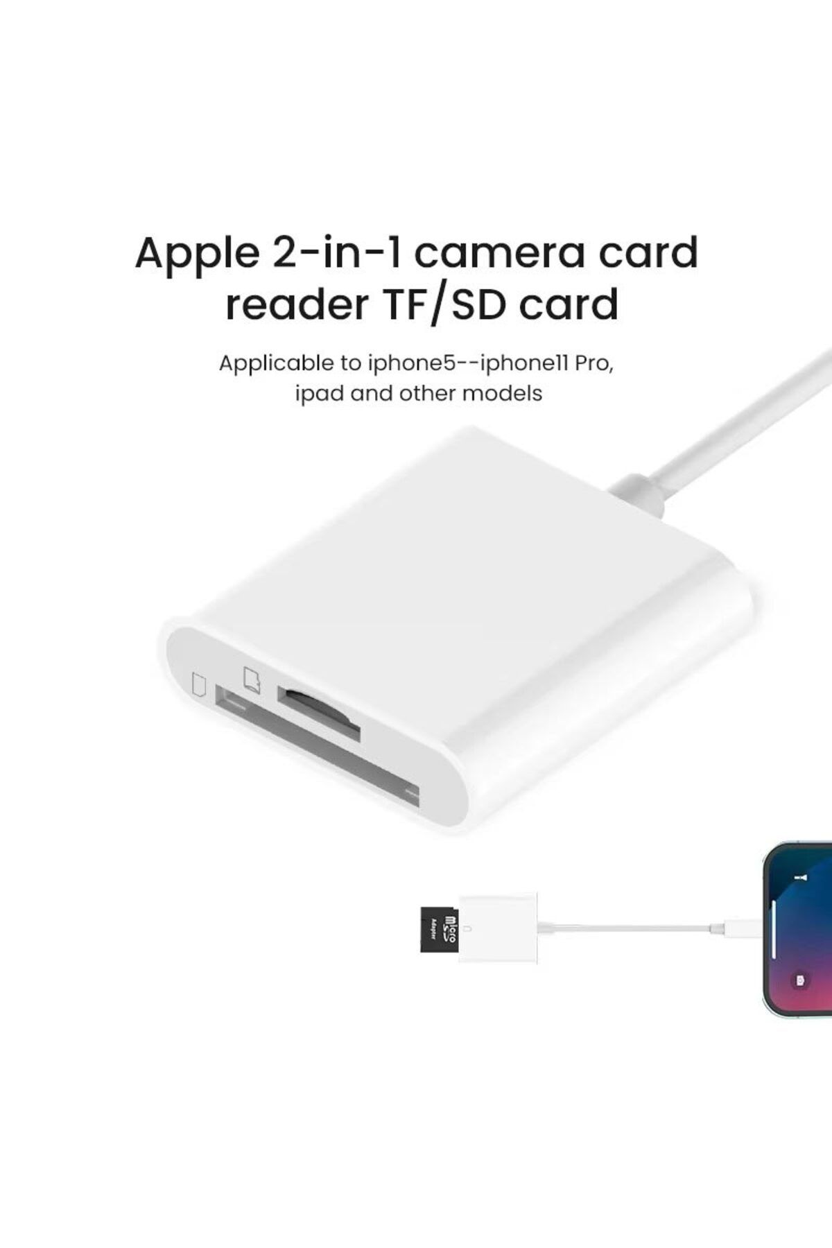 Apera-GA27 i-OS i-Pad & i-Phone متوافق مع محول إضاءة 8 دبوس وقارئ بطاقات Micro SD وSD 6