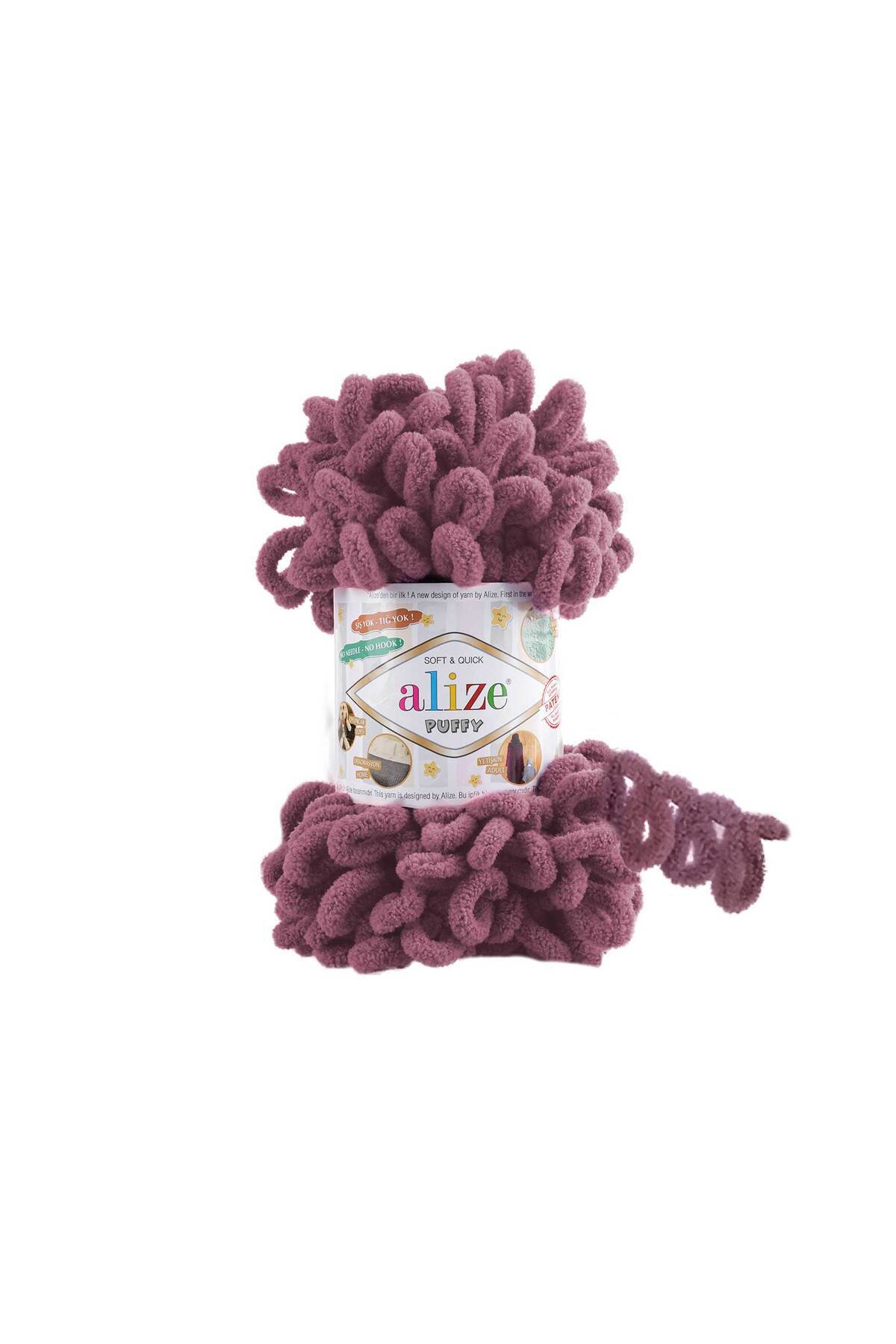 Alize-Puffy Hand Knitting Yarn 100g – Easy to Knit Without Needles - Color No:28 1