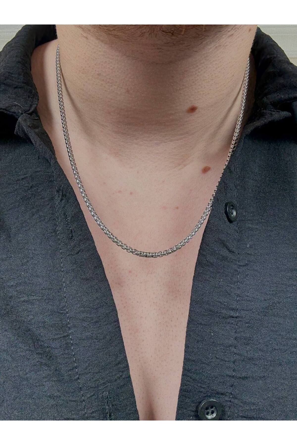 Arvens-Men's Silver Stainless Steel Necklace Does Not Lose Color, Does Not Fade, Unisex, Does Not Fade, Can Be Combined, Does Not Rust 4