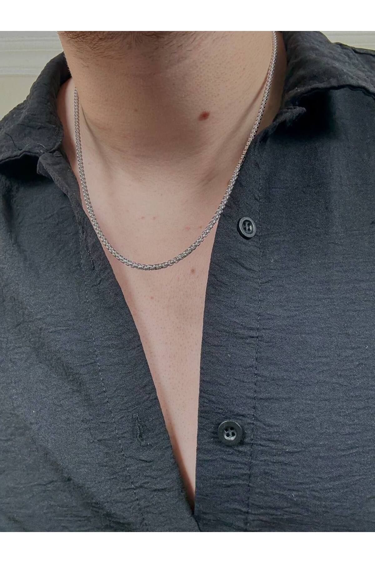 Arvens-Men's Silver Stainless Steel Necklace Does Not Lose Color, Does Not Fade, Unisex, Does Not Fade, Can Be Combined, Does Not Rust 3