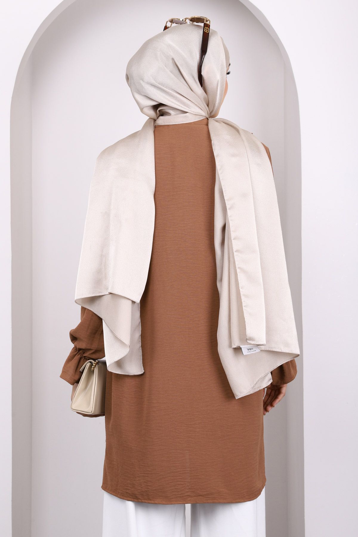 İmajButik-Brown Ruffled Front Ayrobin Tunic 4