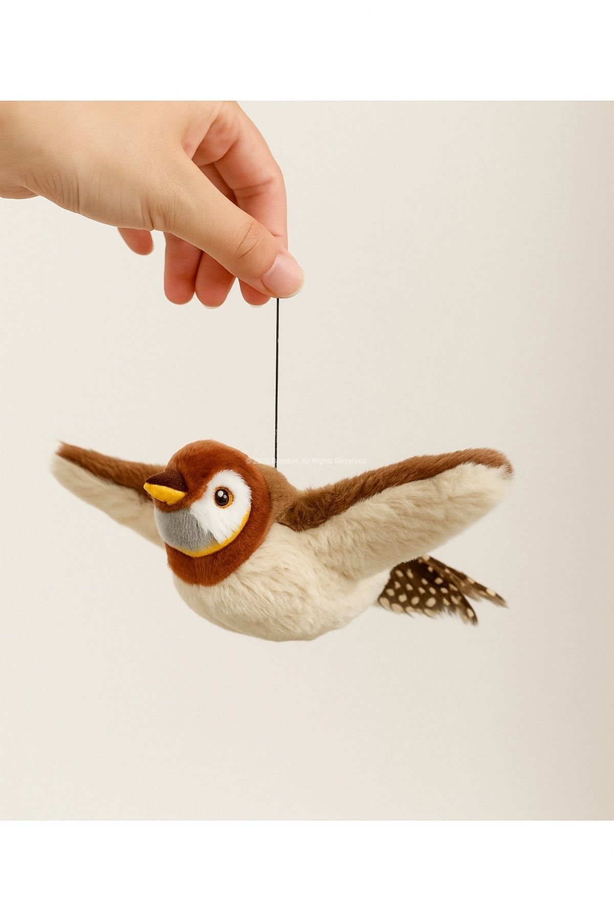 Busstier-Touch Sound Flapping Wings Hangable Plush Bird Cat Toy Movable Interactive 8