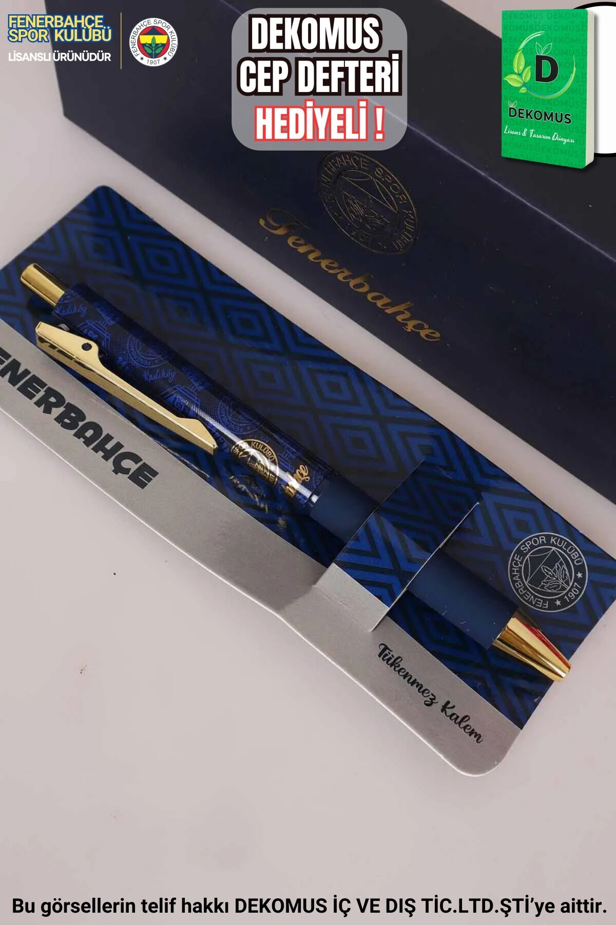 Fenerbahçe "DEKOMUS CEP DEFTERİ HEDİYELİ" LİSANSLI HYBRID INK MEKANİK TÜKENMEZ KALEM