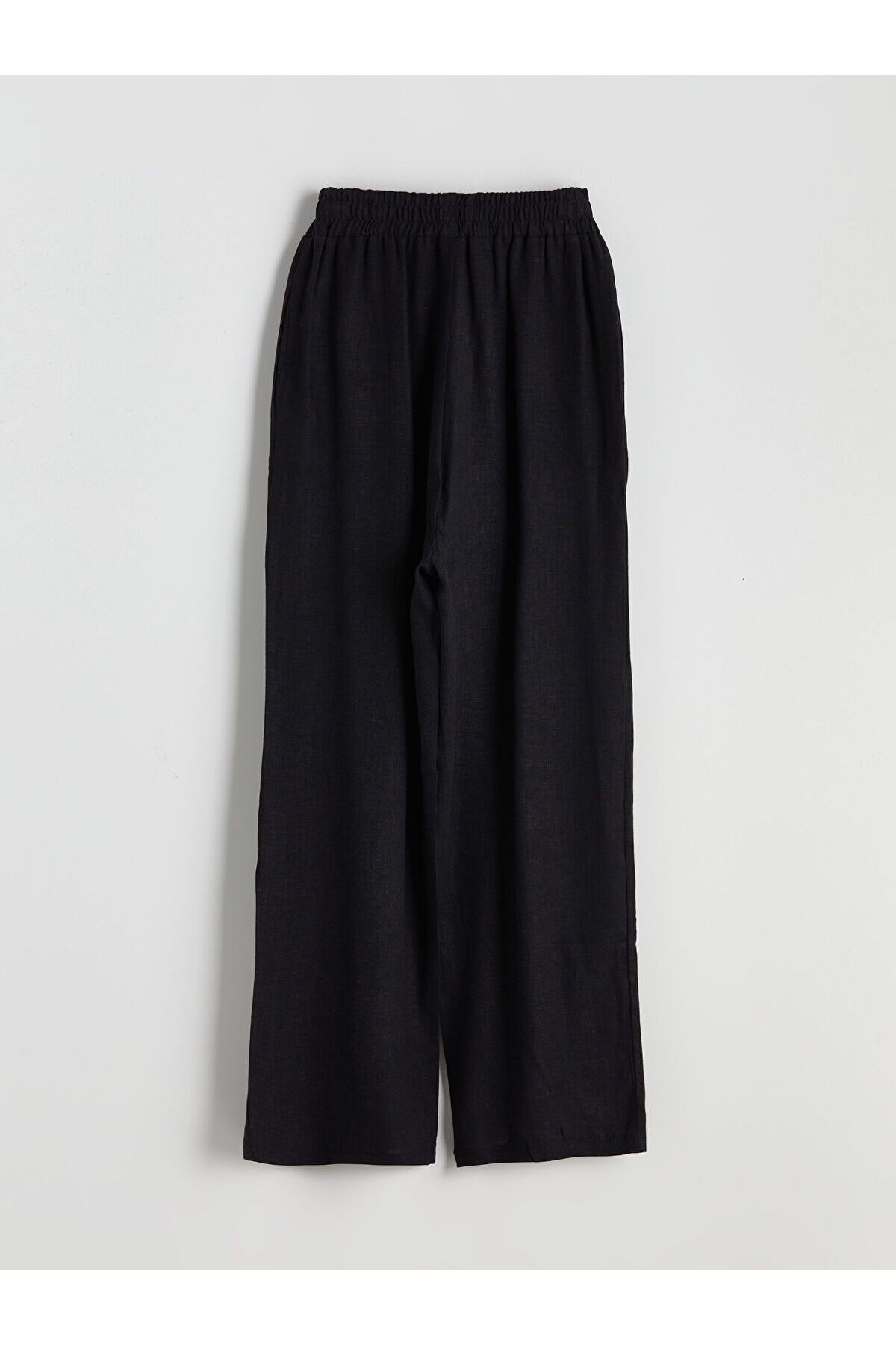 LC Waikiki-Pantaloni de damă cu aspect de in cu talie elastică 2