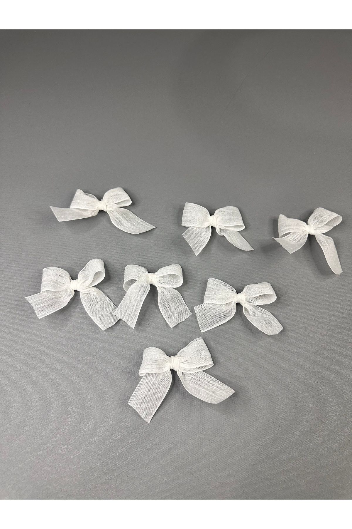 Liha Hediyelik Kına Nişan Düğün ve Özel Günleriniz-White Linen Ribbon Ready Bow 25 Pieces 1