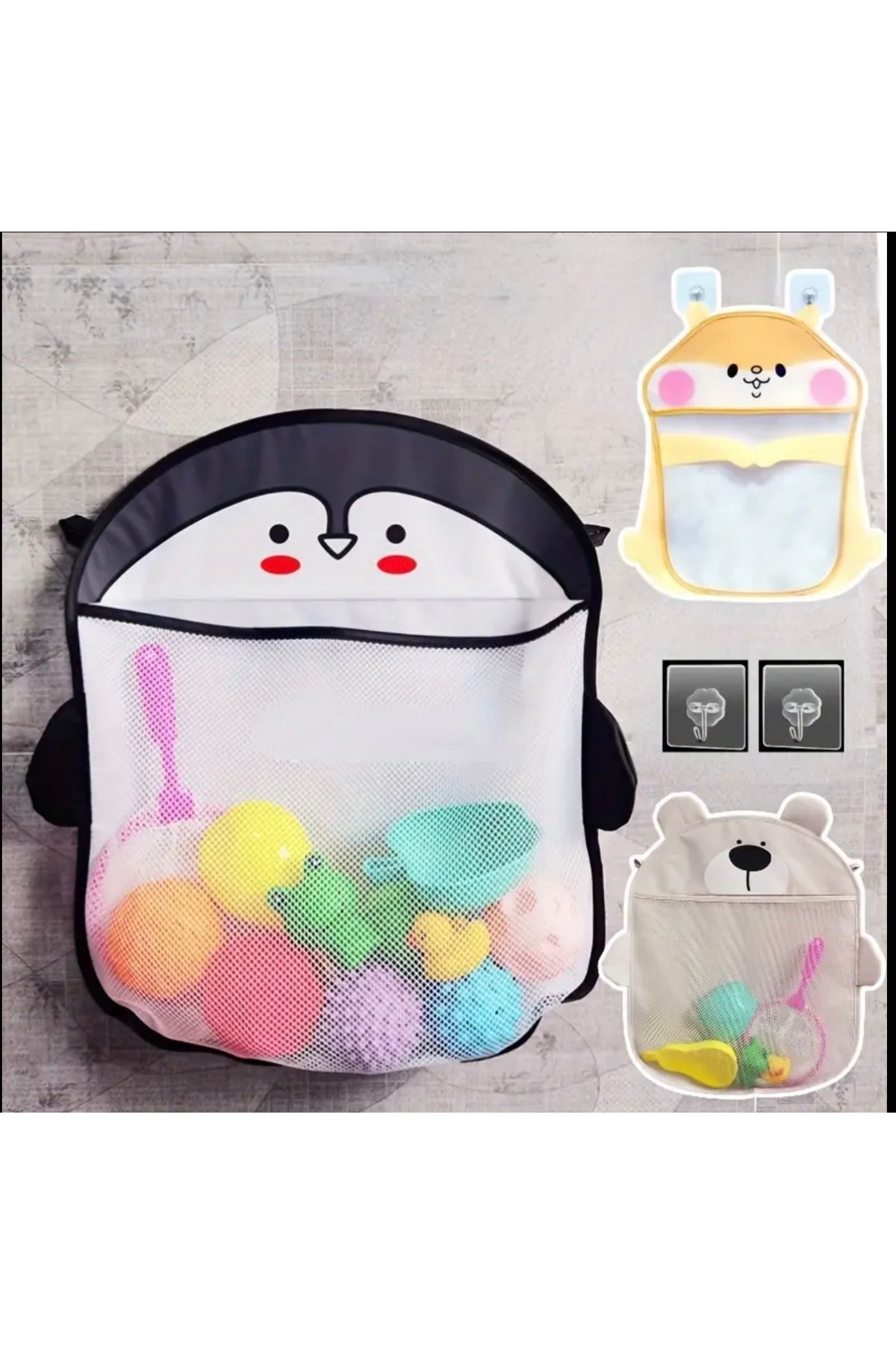 Veloma Home & Toys 1 Adet Banyo Eşya Oyuncak Krem Şampuan Saklama Filesi Duvara Kolay Yapıştırılabilir fotoğrafı 3 (önizleme)