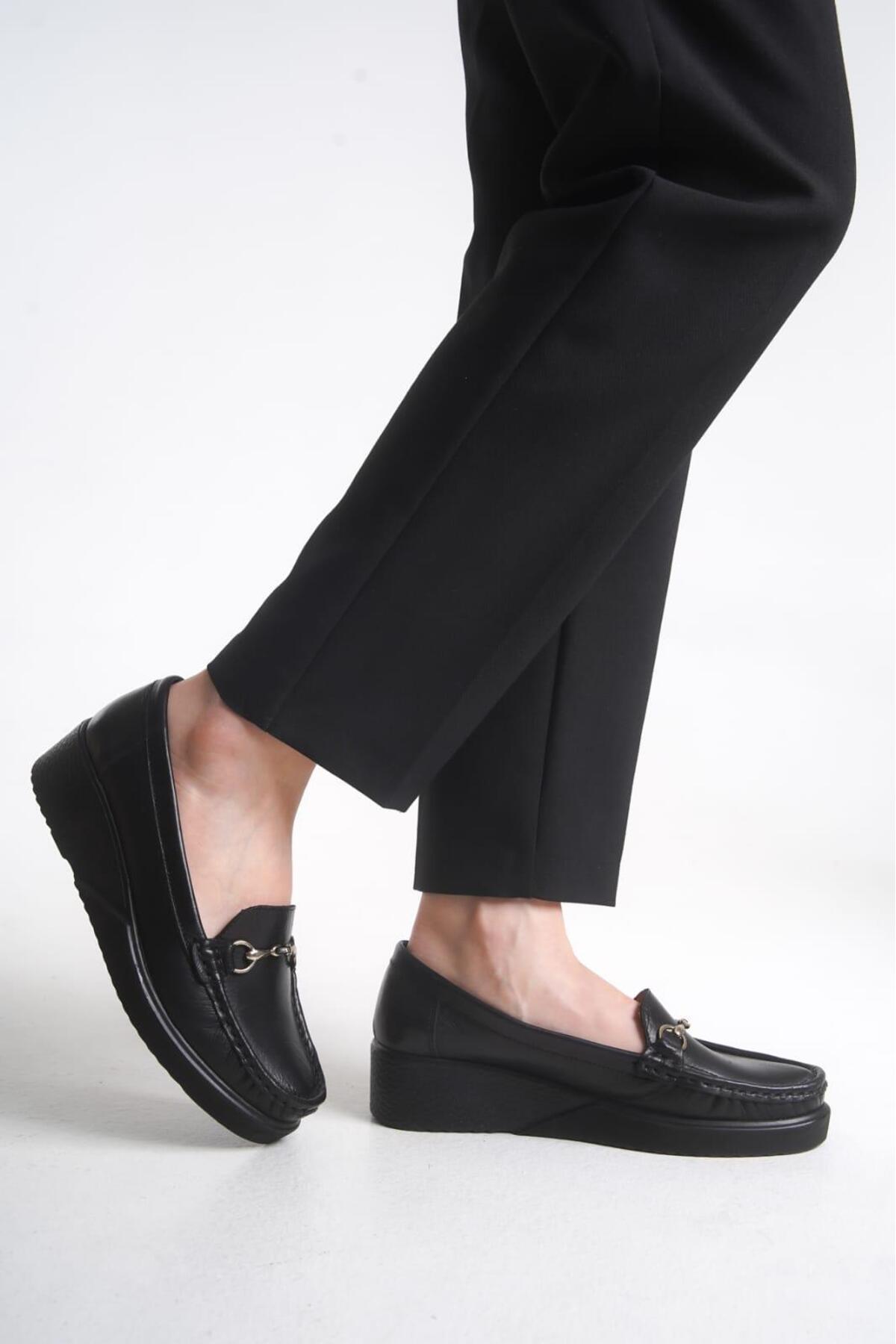 Çaçaroz Ayakkabı  Büyük Numara Hakiki Deri Ortepedik Comfort Kadın Ayakkabı - Görsel 4