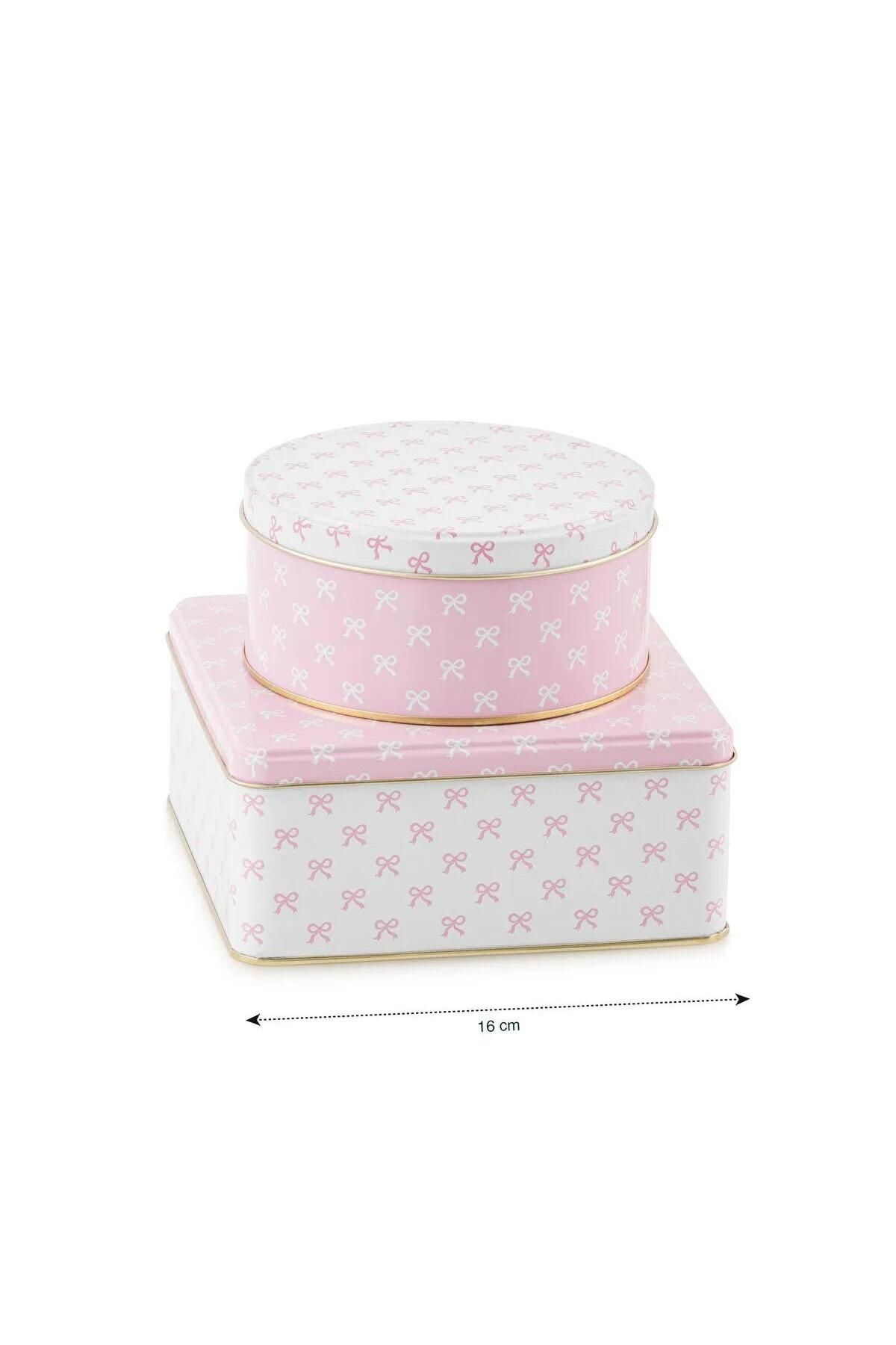 LC Waikiki-Lcw Home Bow Printed Metal Storage Container Set of 2 (W5) 6