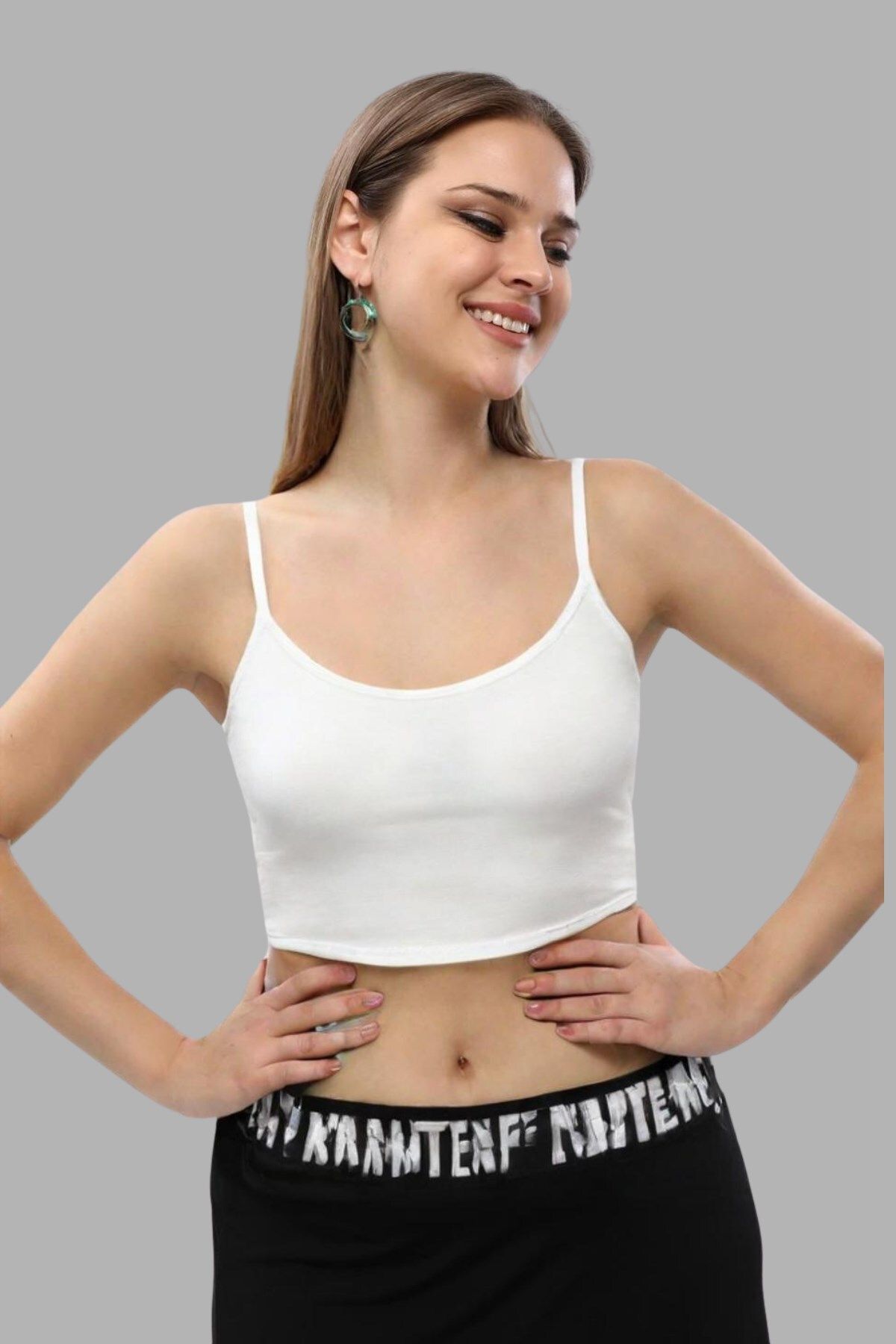 Seamoda-Double Pack Large Size Lycra Cotton Half Undershirt with Rope Strap-Broken White-Black 3