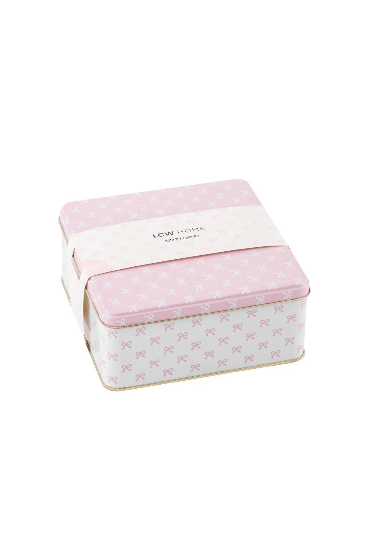 LC Waikiki-Lcw Home Bow Printed Metal Storage Container Set of 2 (W5) 5
