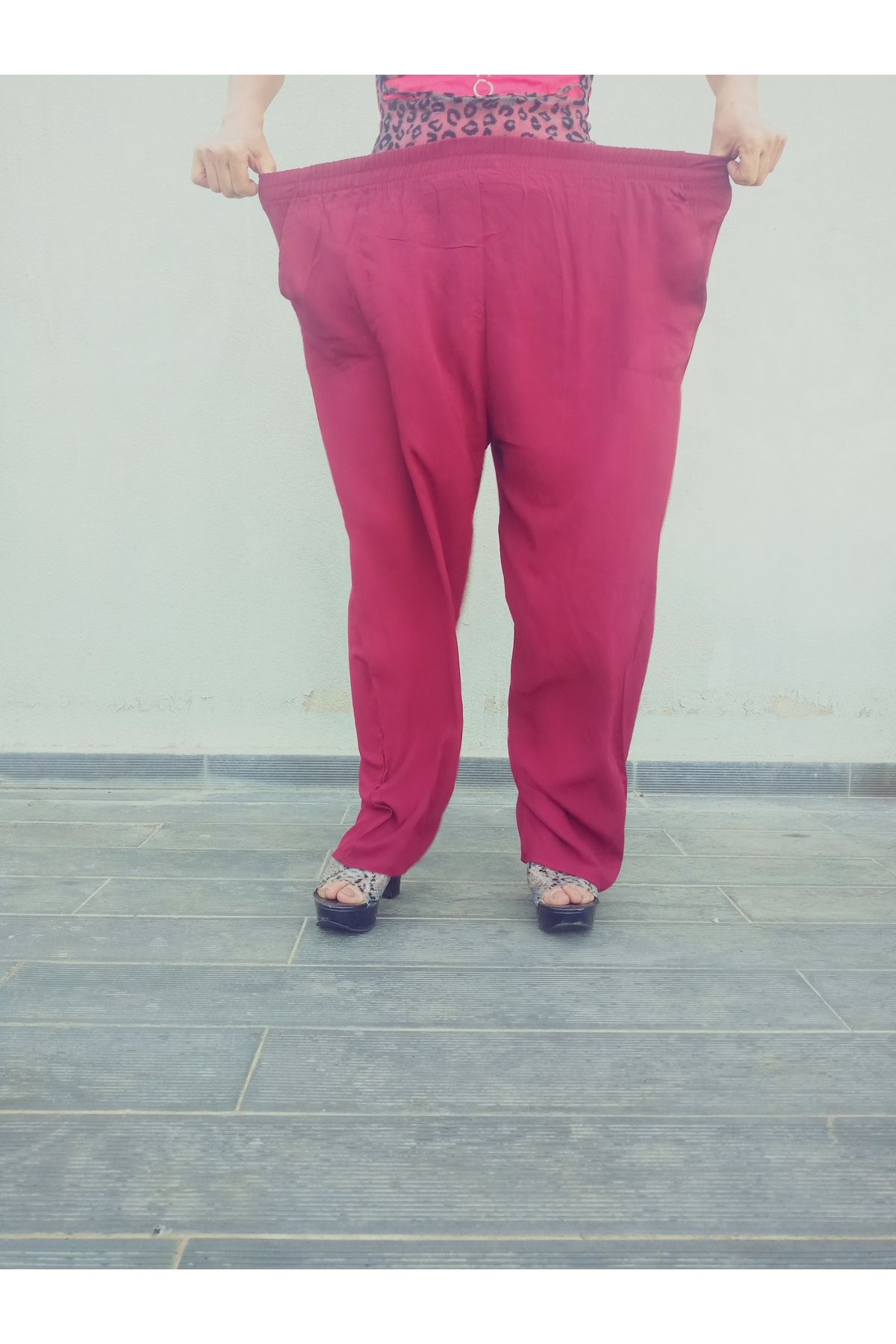 hoaryage-Ethnic Patterned 100% Cotton Viscose Pressed Trousers with Elastic Waist, 36-44 and 38-48 Sizes 5