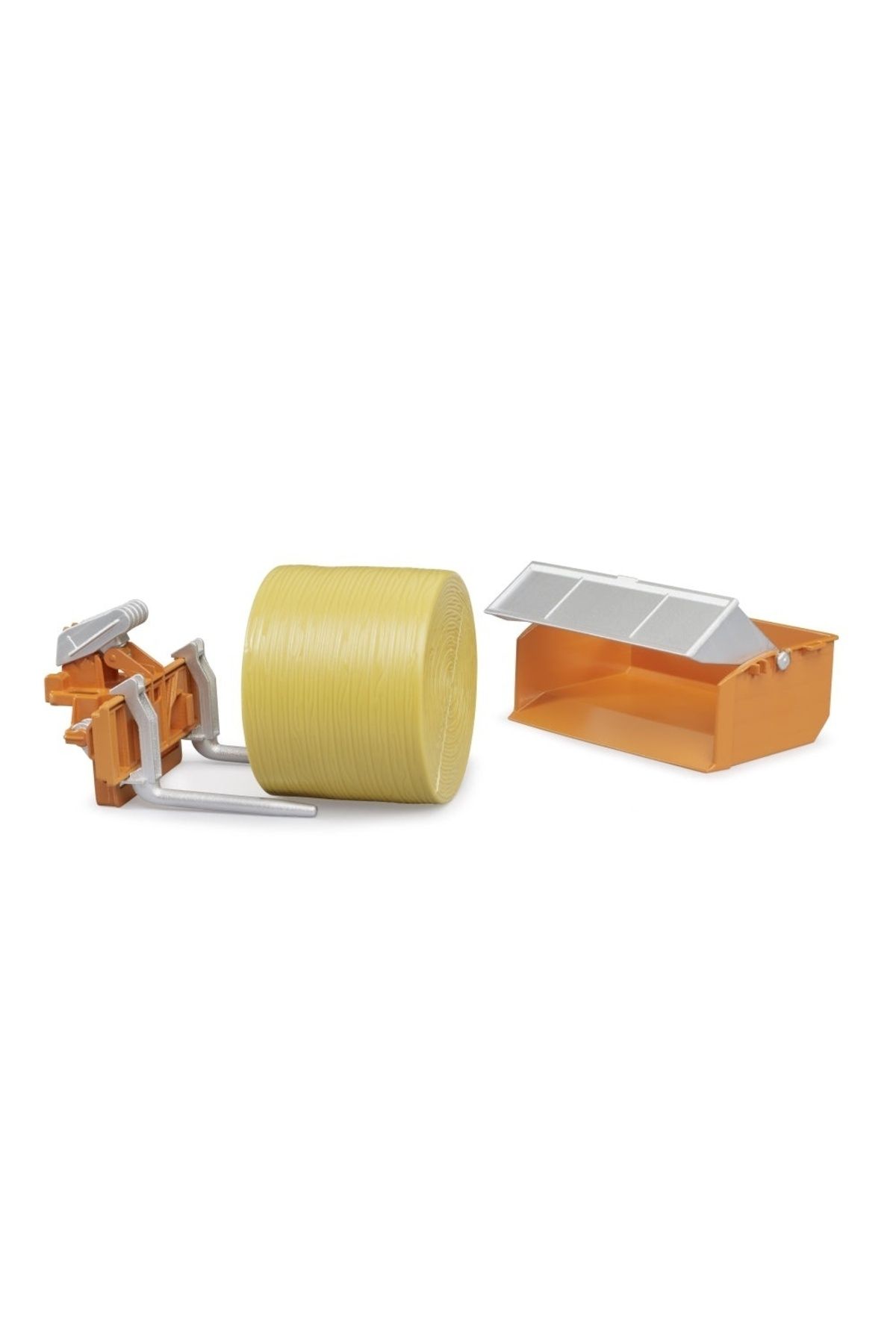 Bruder-- Tractor Accessories Loading Box Forks And A Round Bale 3