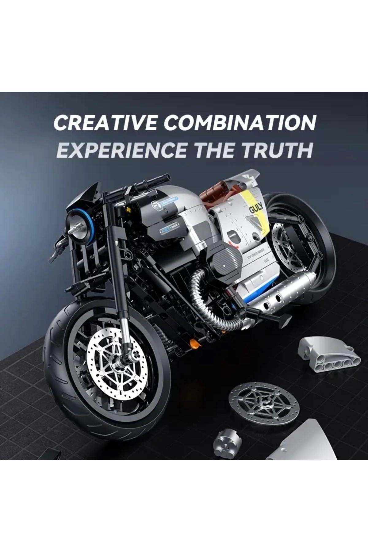 مجموعه فنی ساخت موتورسیکلت، ۵۰۸ قطعه، مقیاس ۱:۸، مناسب برای سنین ۸ سال به بالا، کیت مدل هدیه، مجموعه بلوک‌های ساختمانی اسباب‌بازی