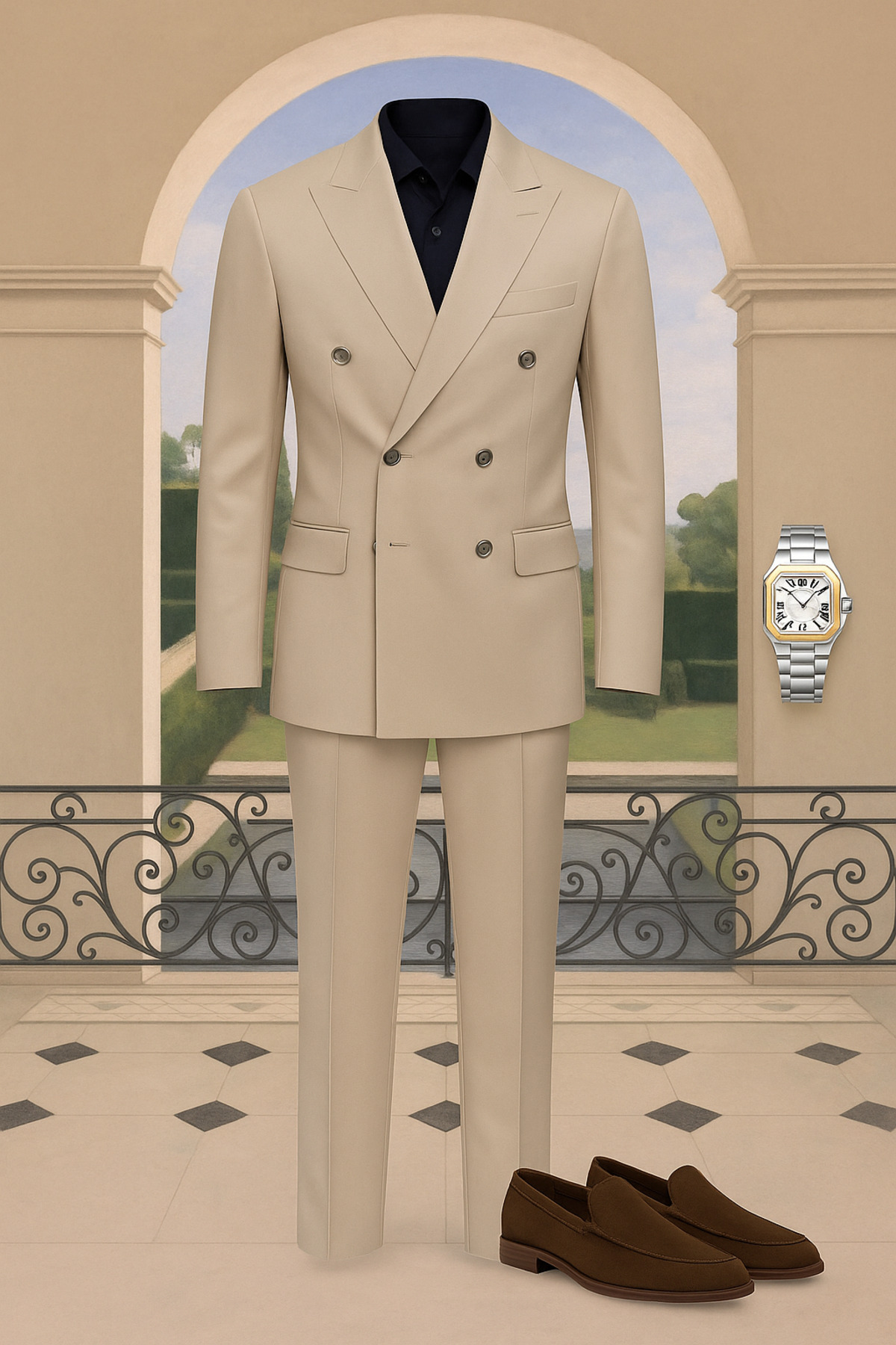 town walker Erkek Slim Fit Kruvaze Takım Elbise görsel 3