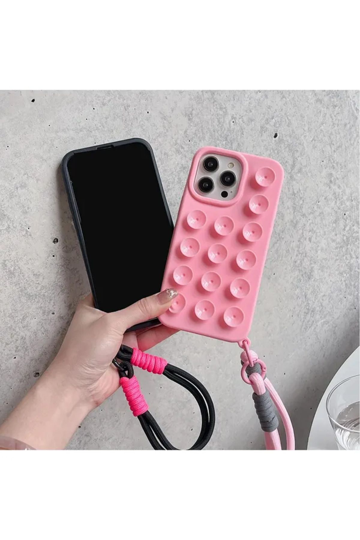 ByVuccia-iPhone 14 Compatible Silicone Case with Suction Cup Pattern and Vacuum Wrist Strap 1