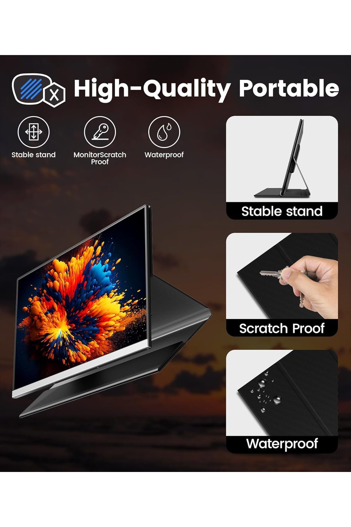 V2COM-15.6" FHD Portable Monitor, USB-C/Mini HDMI, IPS Display for Laptop,with Case 4