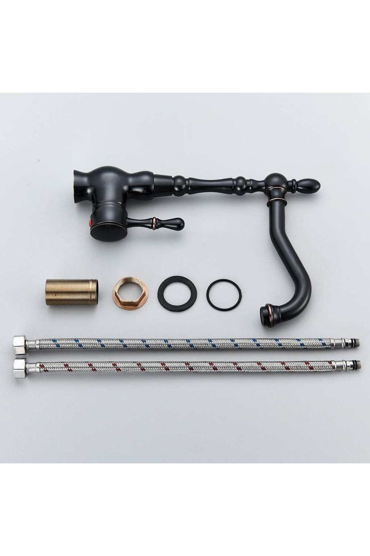 CasaVie-Retro kitchen faucet, for sink or countertop mounting, black with bronze on the edge, code 1507 8