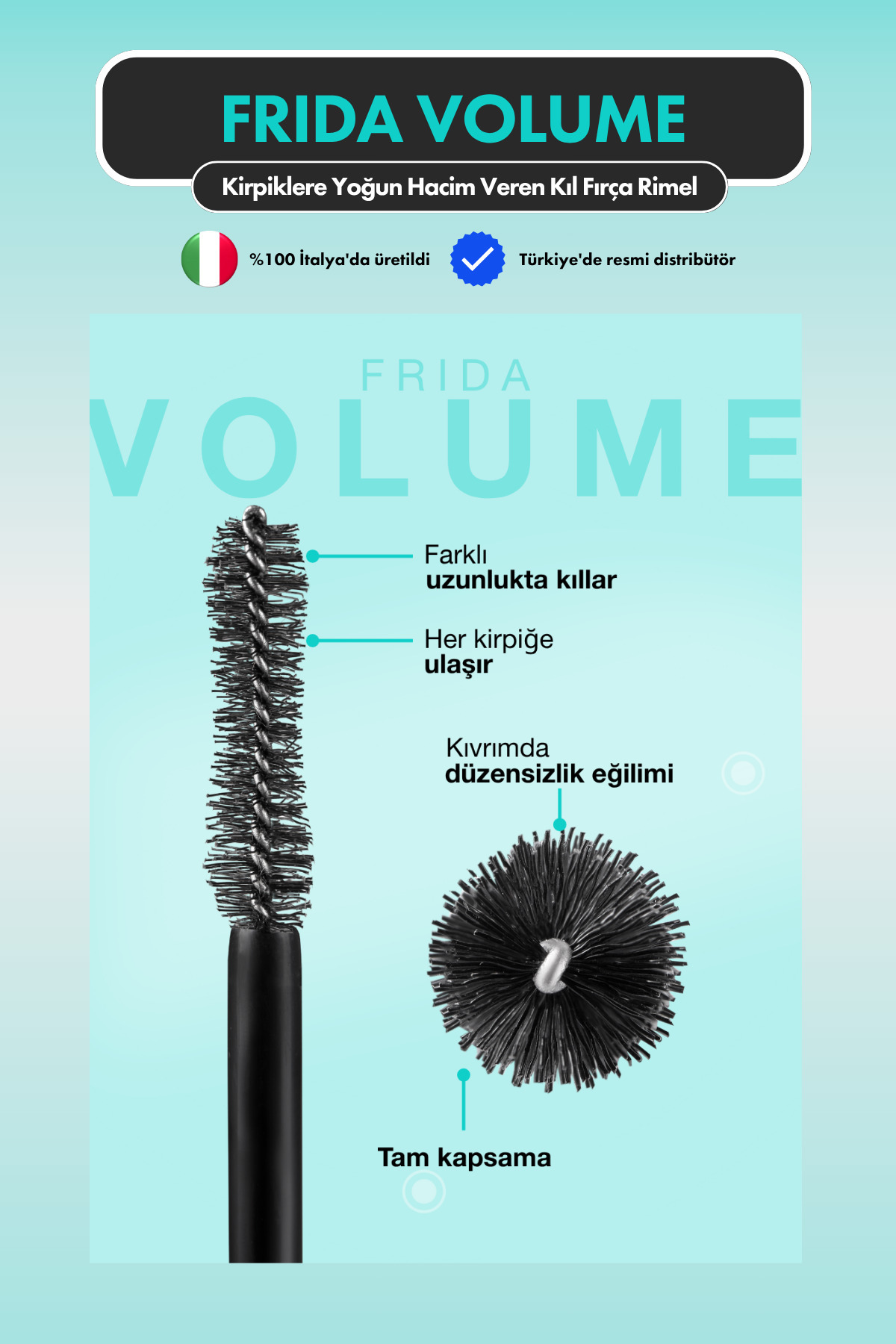 ریمل حجم دهنده - ریمل با برس زبر که حجم و مراقبت زیادی به مژهها میدهد. زنانه | İnLei fridavolume - تصویر 5