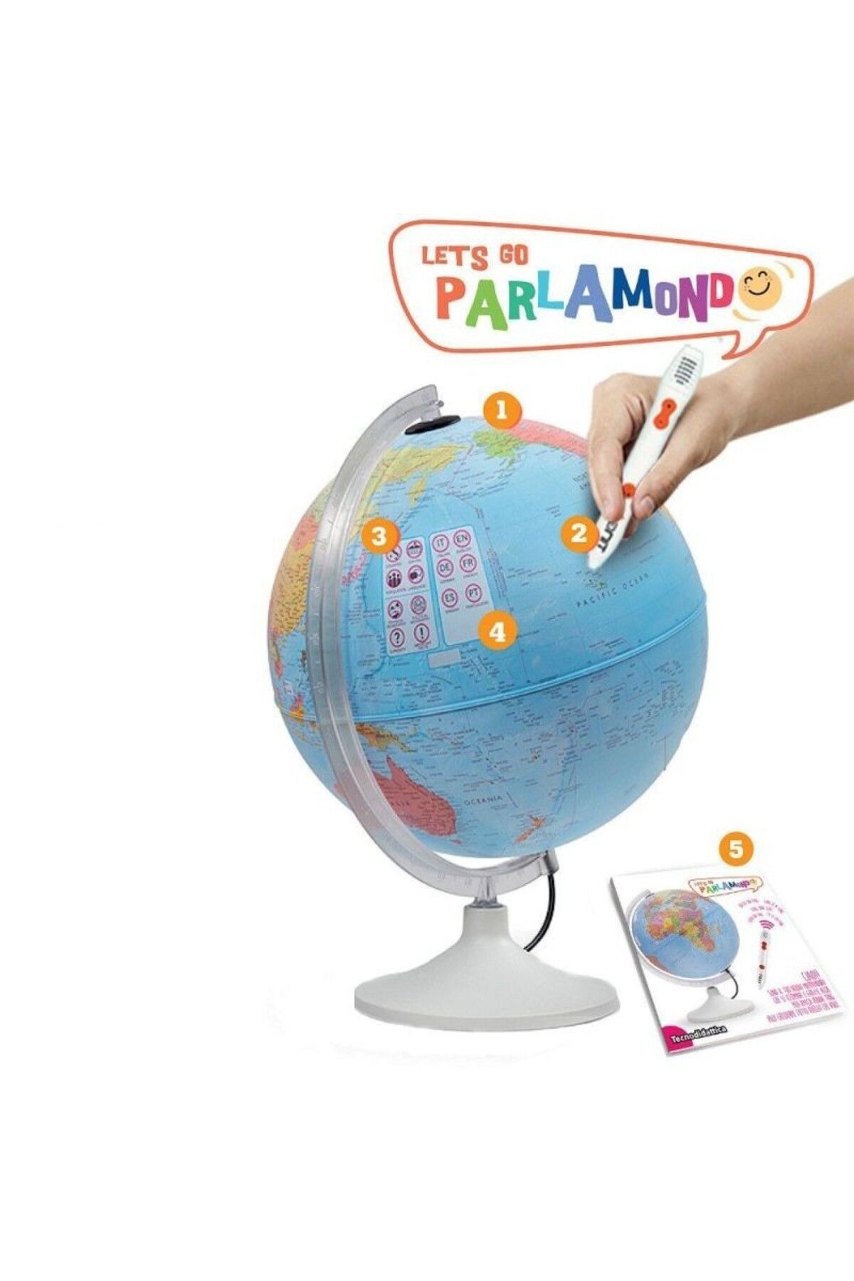 Tecnodidattica-Glob interactiv iluminat Parlamondo 30 cm, afișează informații în limba engleză 3