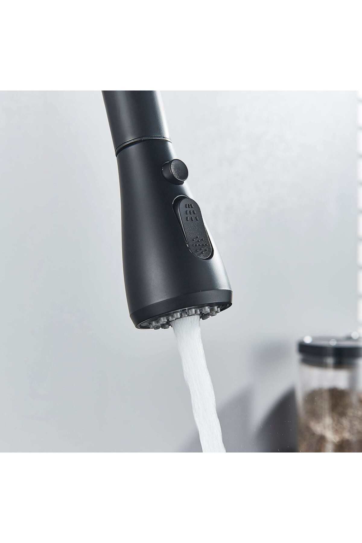 CasaVie-Kochen Matte kitchen faucet, matte black, with 2 flow functions and pull-out shower, code 1382 4