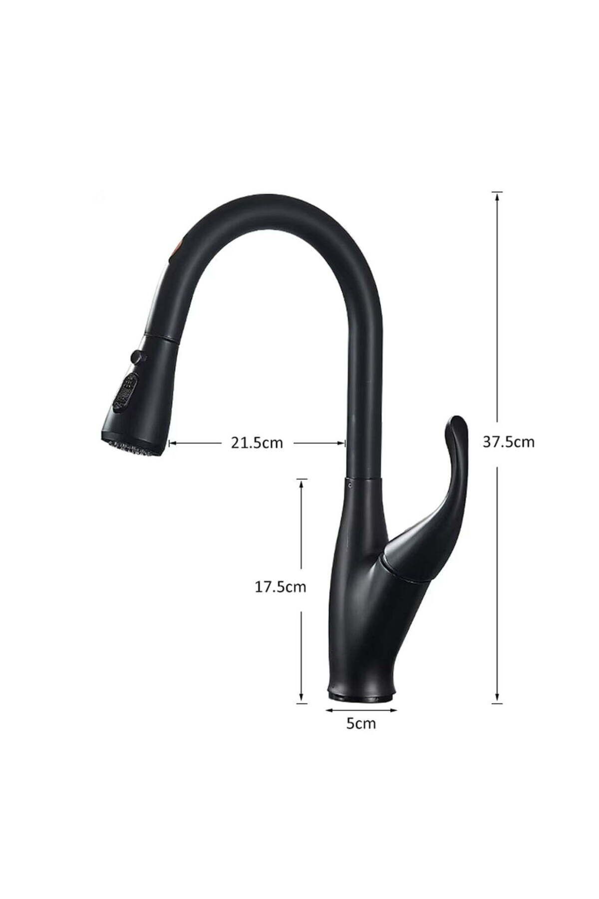 CasaVie-Kochen Matte kitchen faucet, matte black, with 2 flow functions and pull-out shower, code 1382 6