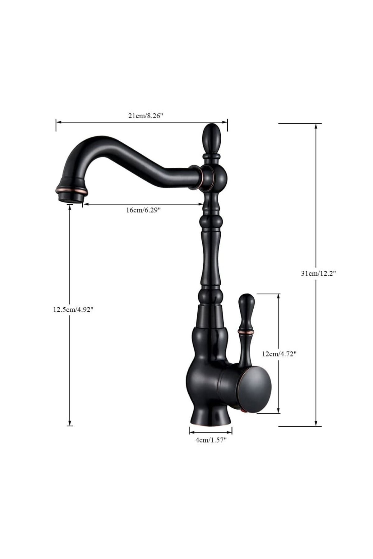 CasaVie-Retro kitchen faucet, for sink or countertop mounting, black with bronze on the edge, code 1507 7