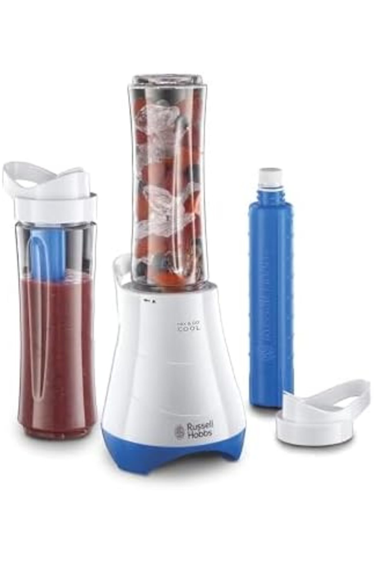 RUSSELL HOBBS-جهاز صنع العصائر المثلجة ميكس آند جو كول - خلاط محمول بقوة 300 واط، زجاجتان سعة 600 مل، خاصية سحق الثلج 2